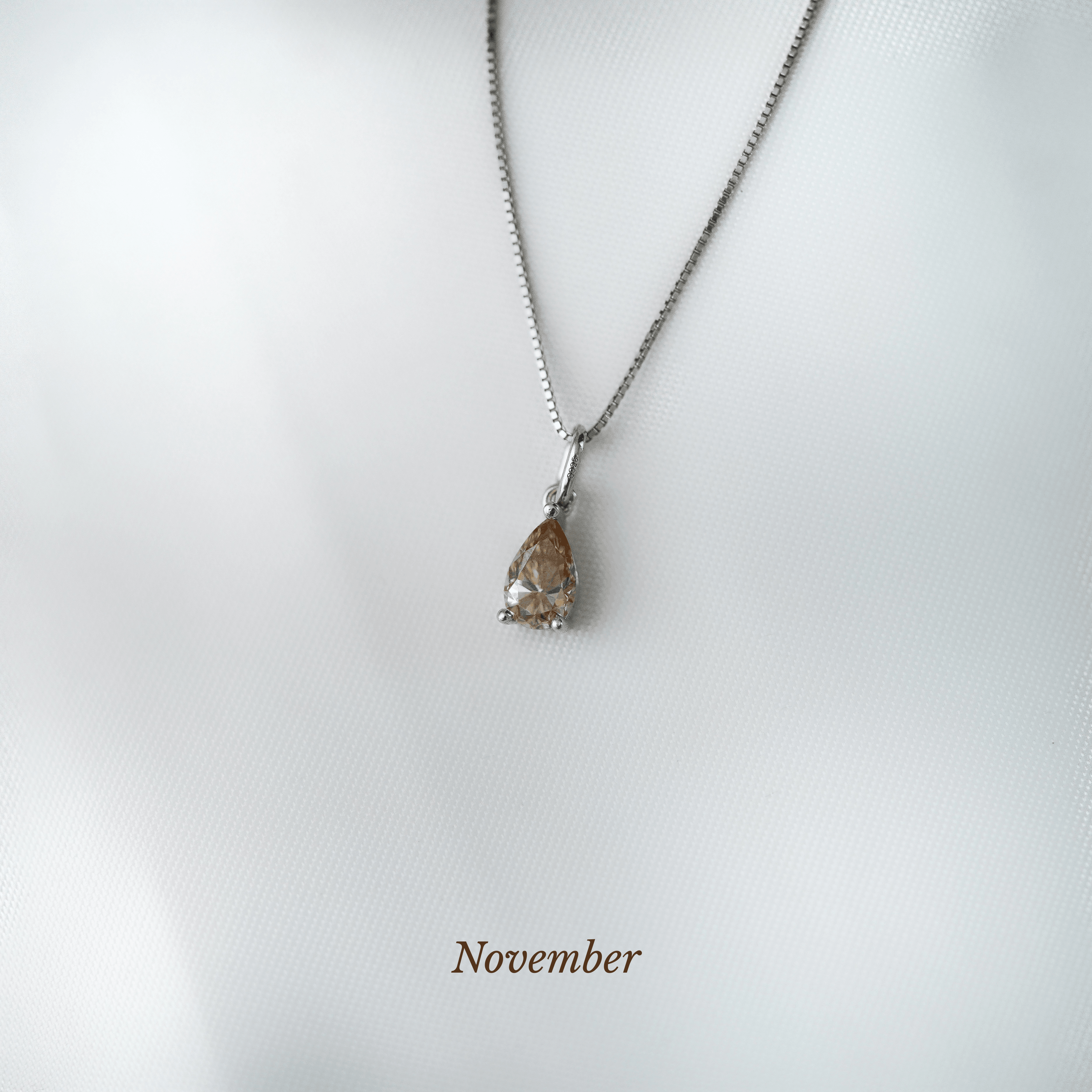 Caro Birthstone Pear Necklace