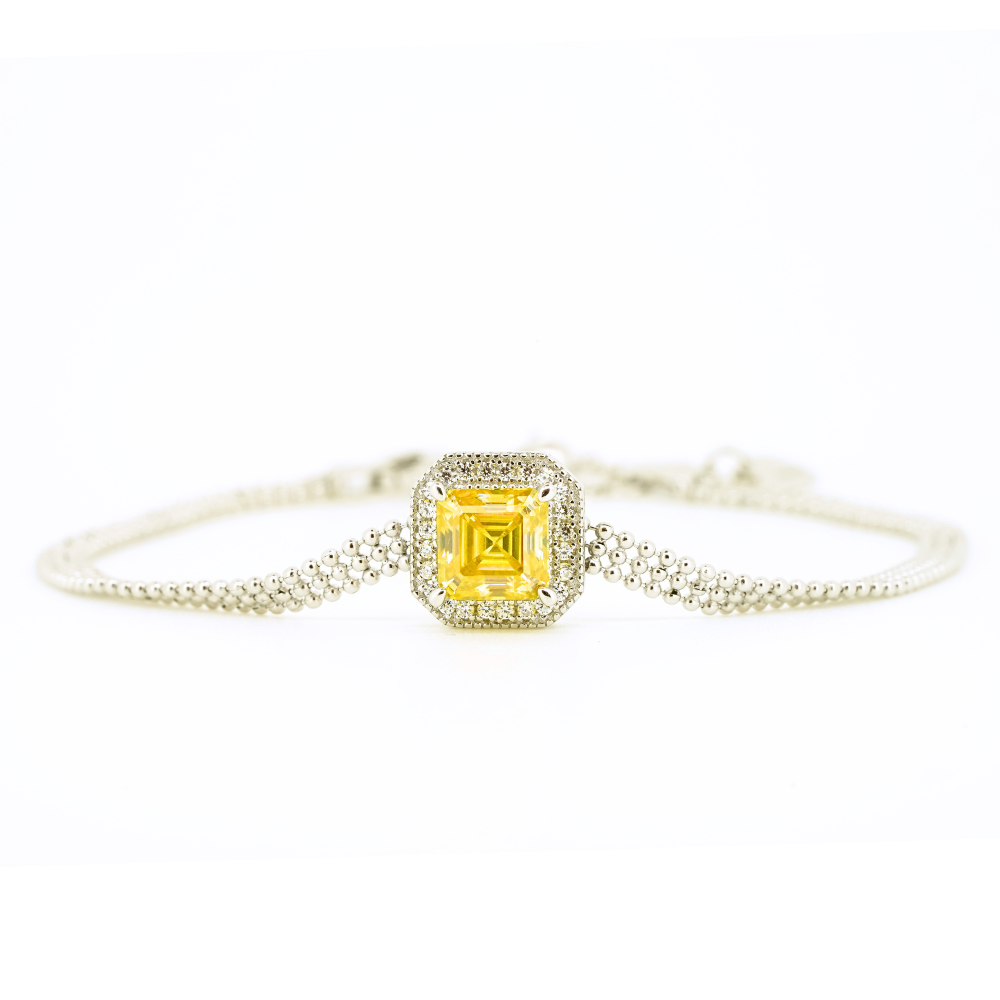 Asscher Halo Bracelet