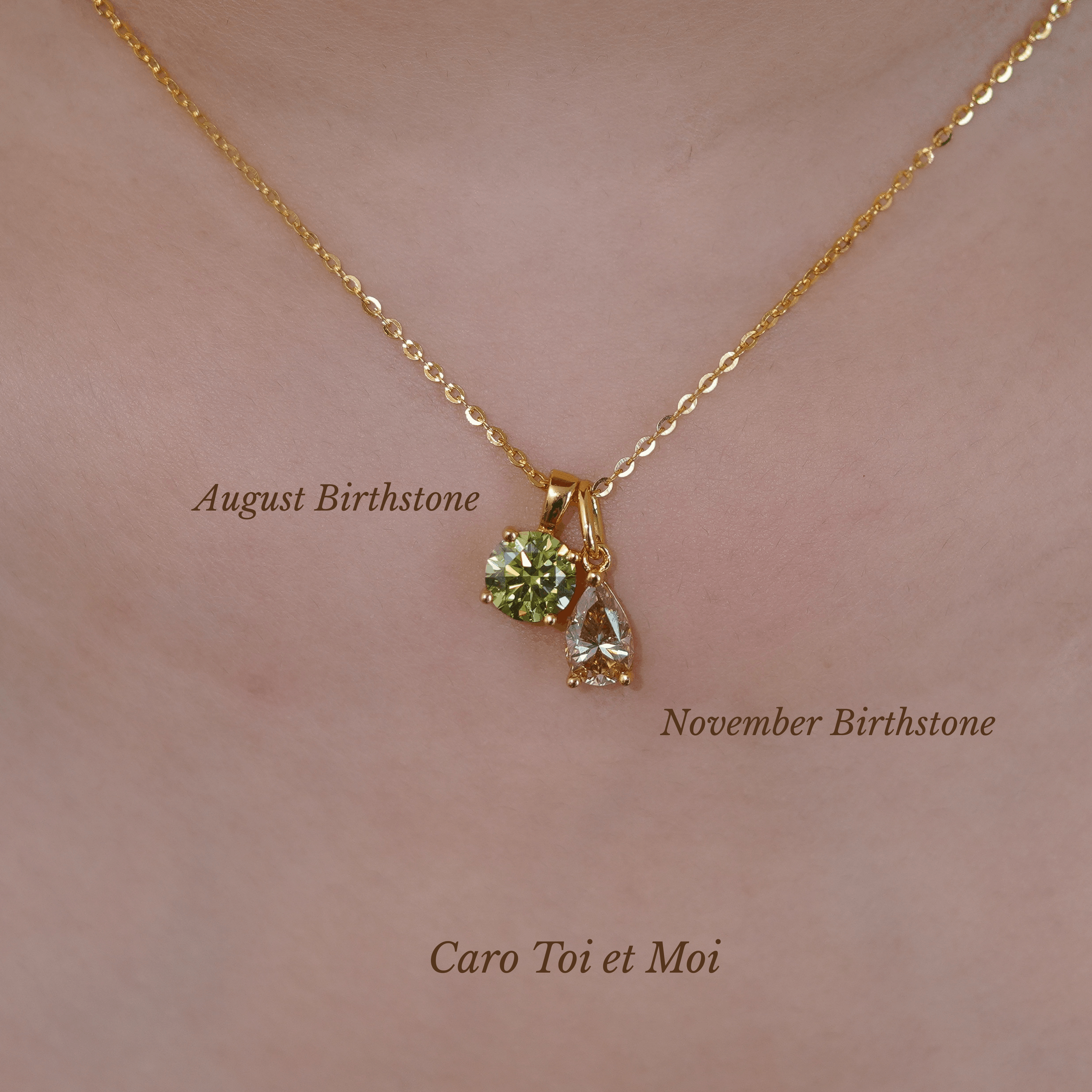Caro Birthstone Pear Necklace