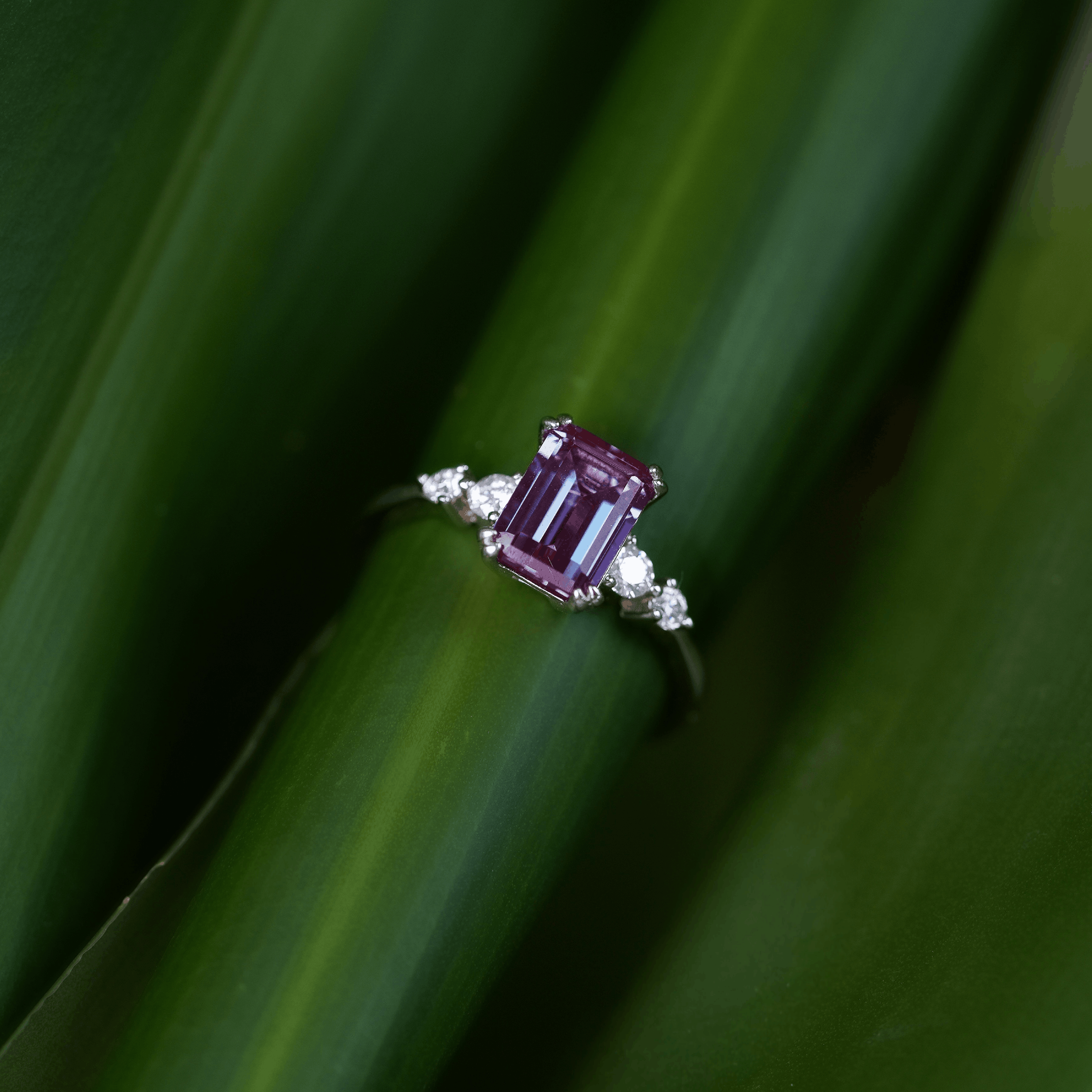 Esme Emerald Cut Ring (Alexandrite)
