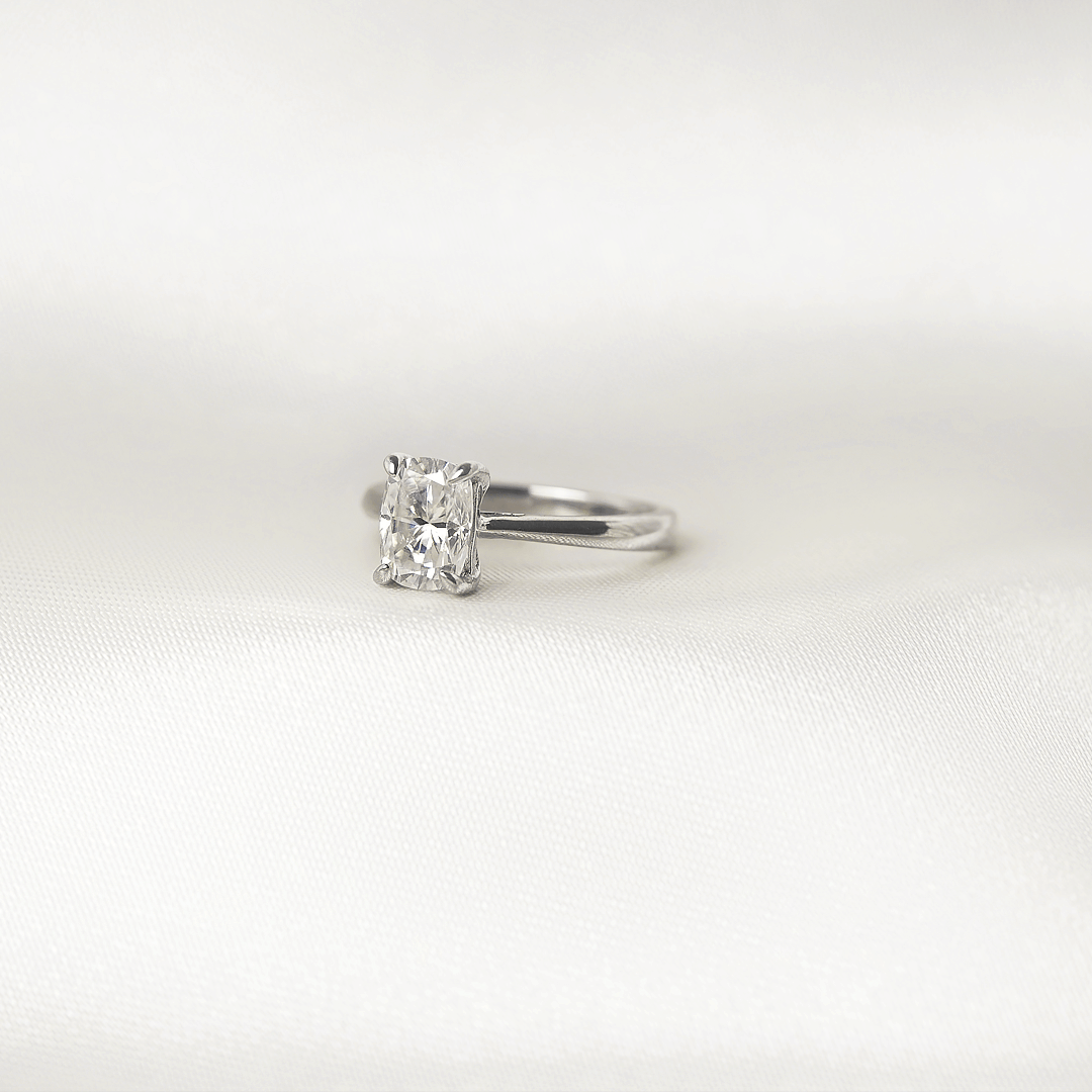 Elongated Cushion Solitaire Ring