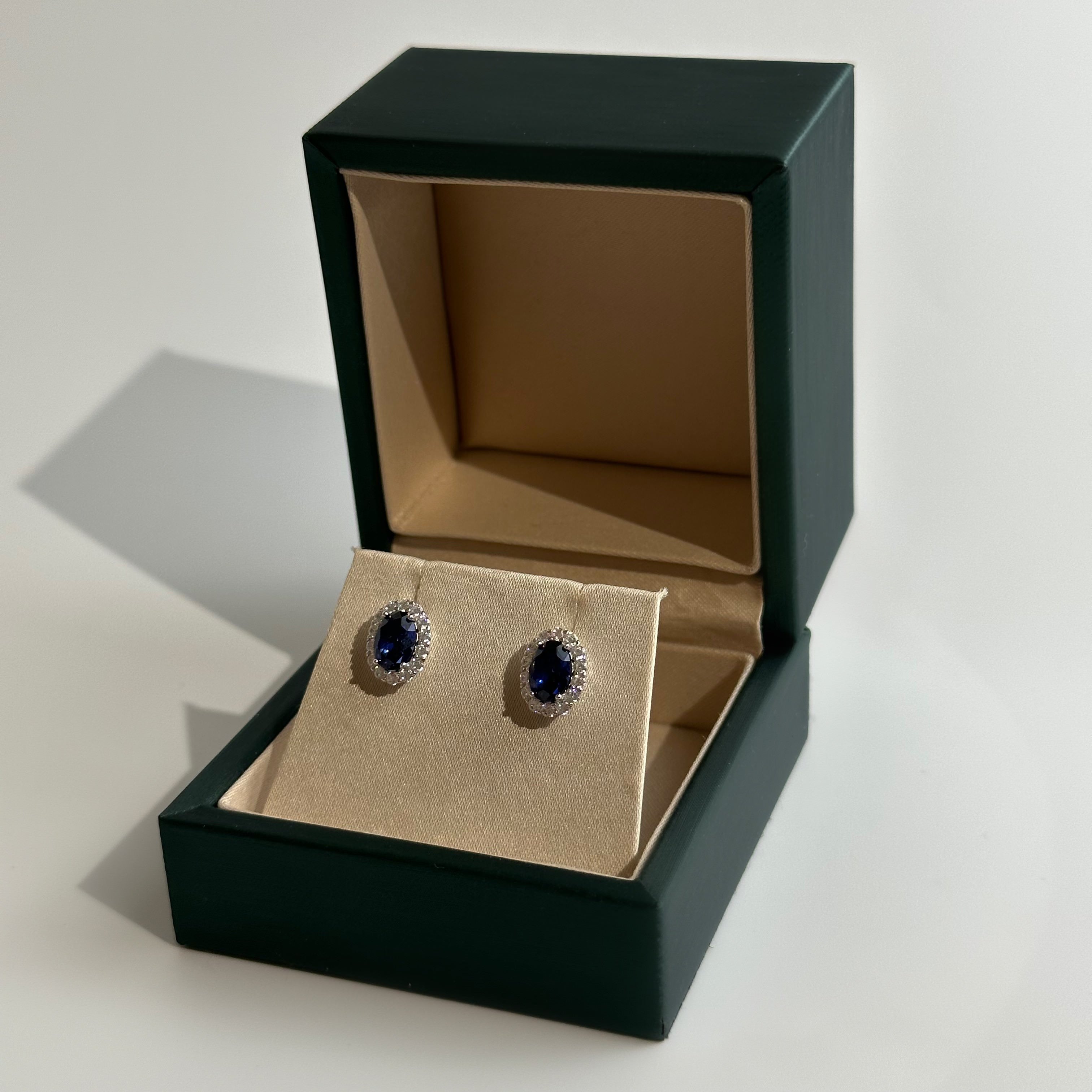 Lab Sapphire Halo Studs