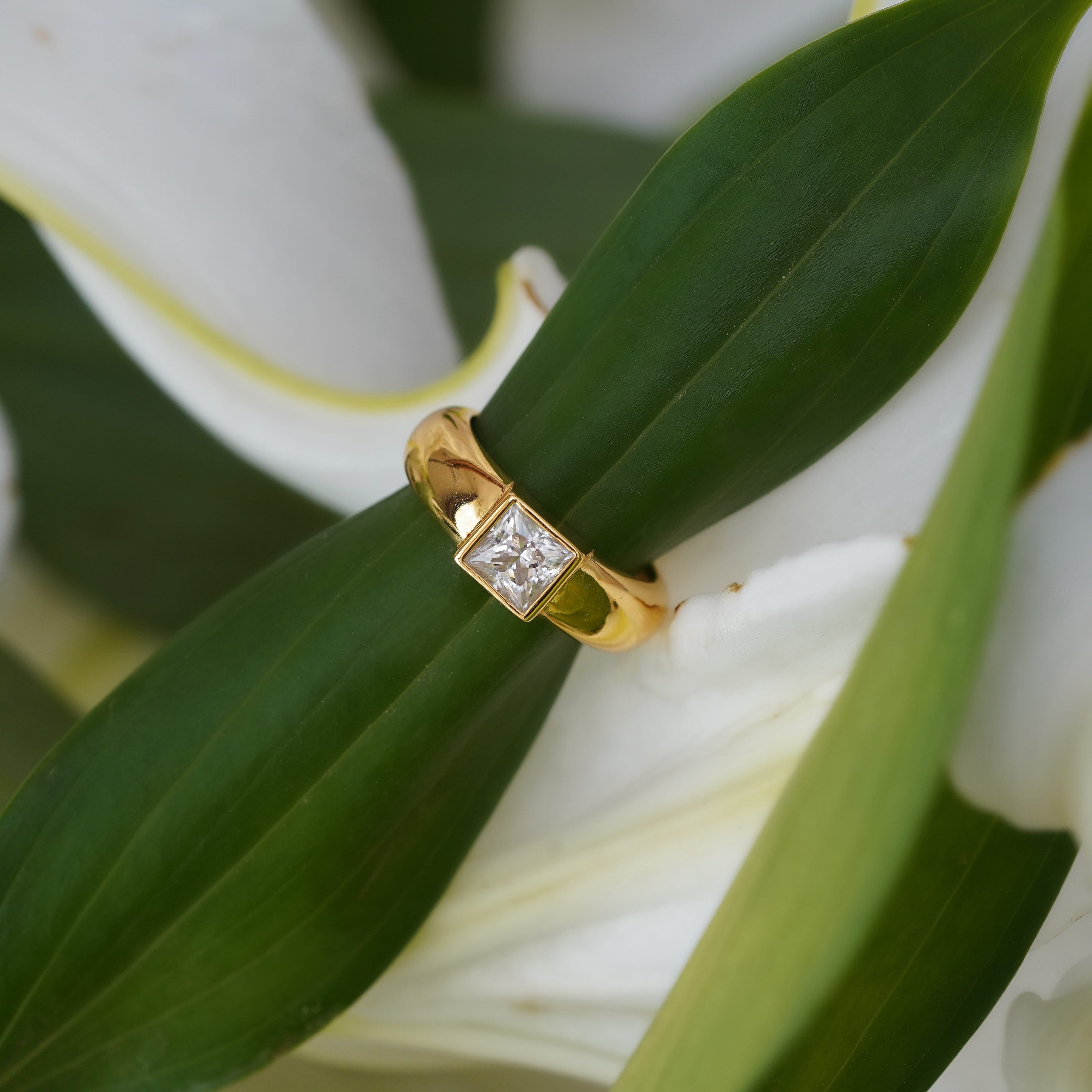 Caelis Princess Cut Bezel Ring