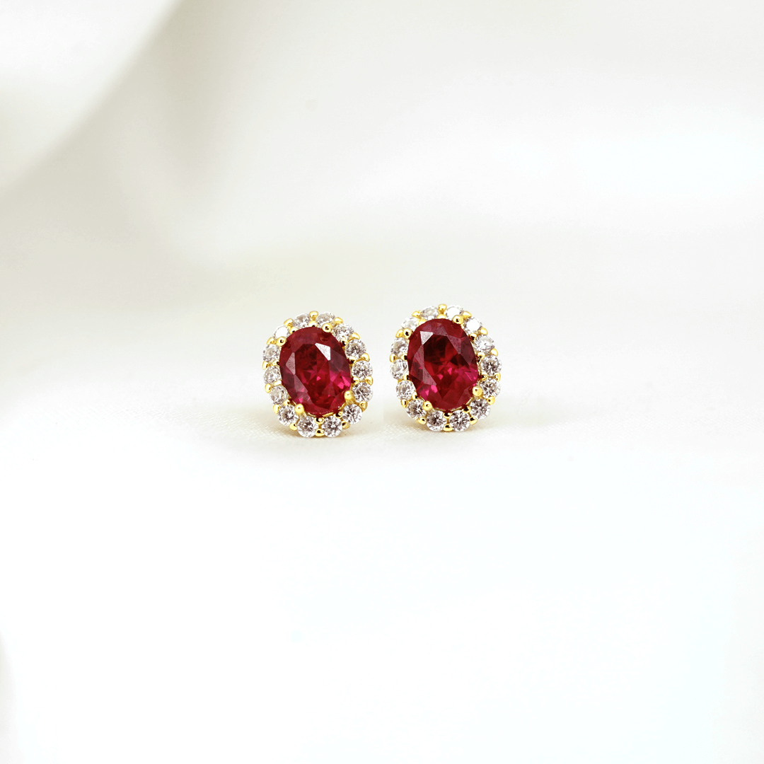 Lab Ruby Halo Studs