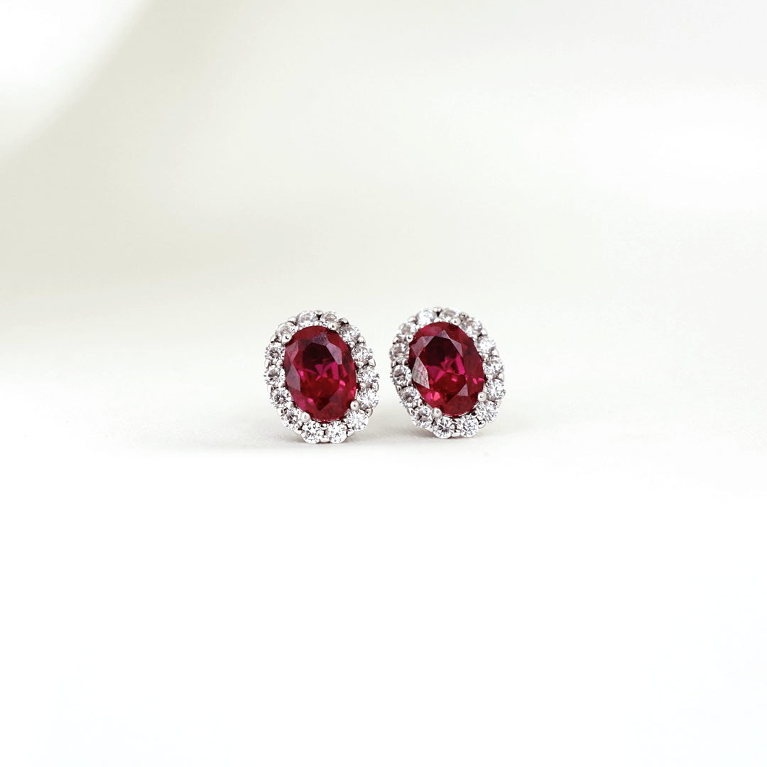 Lab Ruby Halo Studs