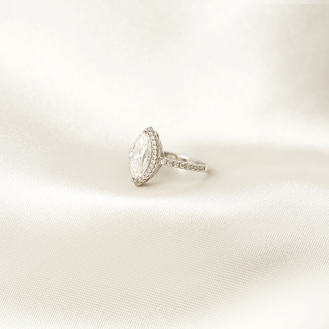 Marquise Halo Pavé Ring
