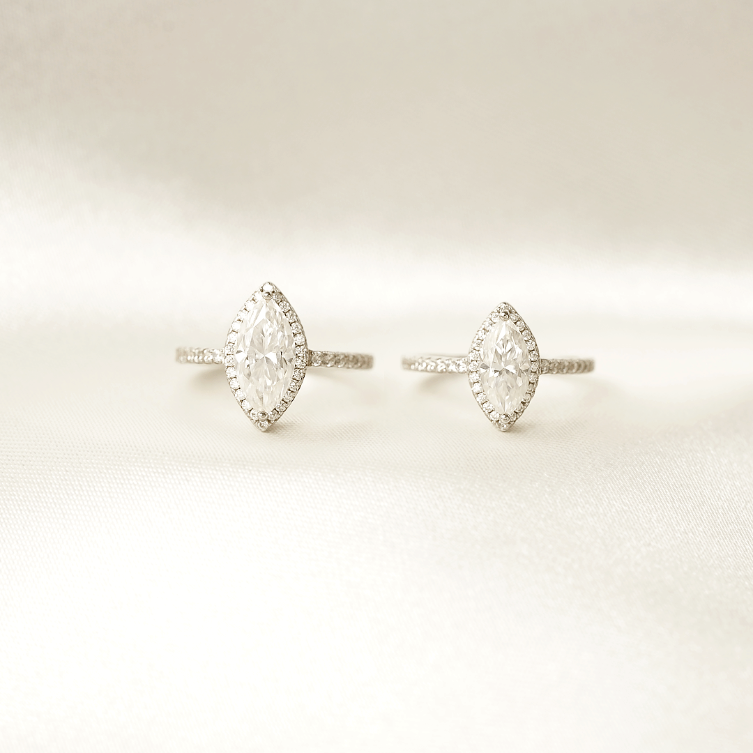 Marquise Halo Pavé Ring