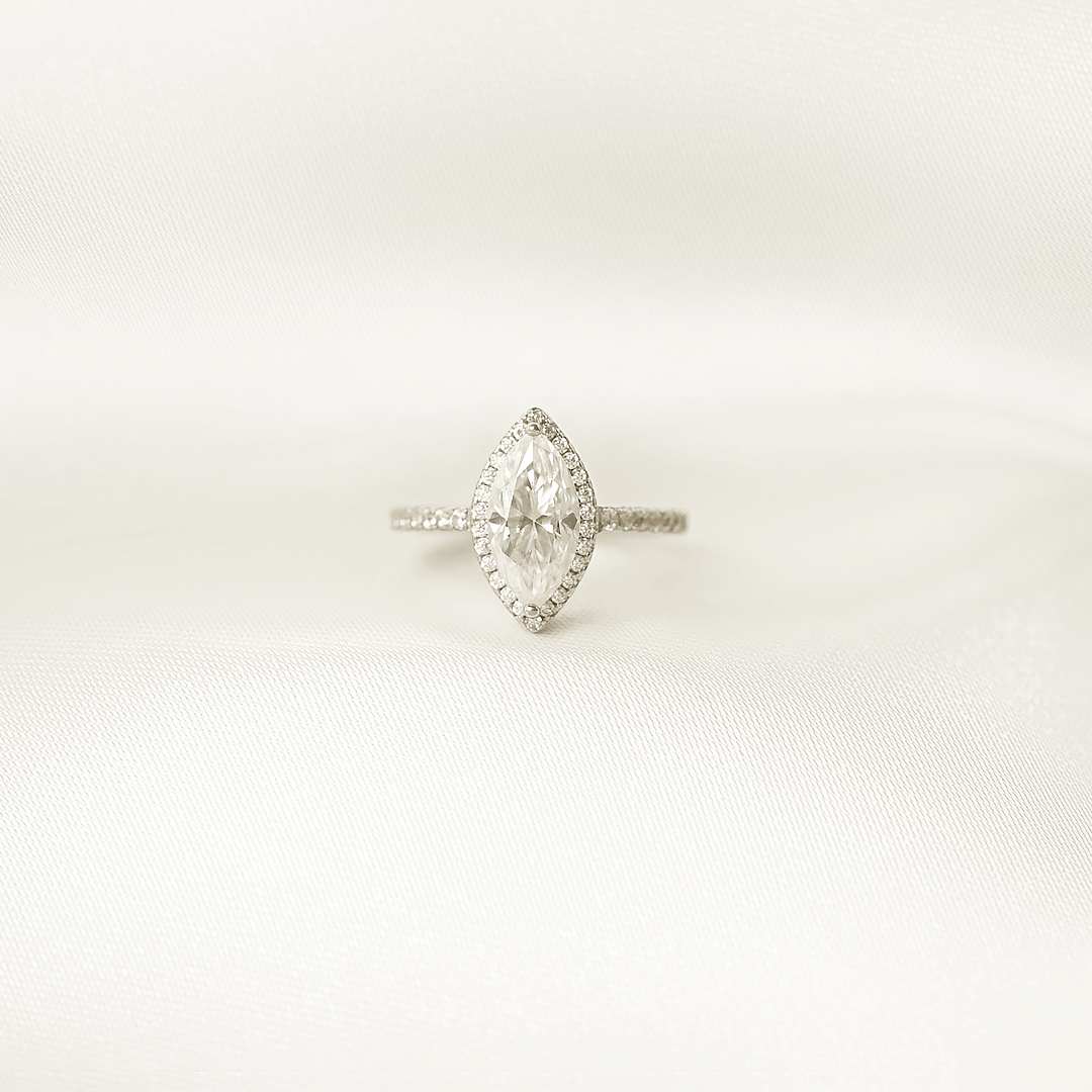 Marquise Halo Pavé Ring