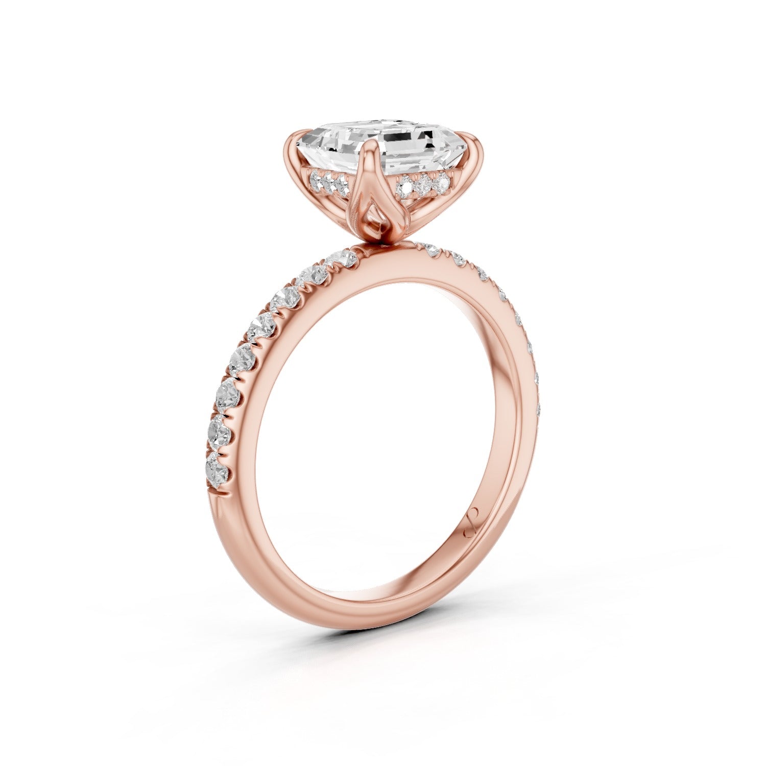 Hidden Halo Petal Pavé (Moissanite) | 18k Rose Gold