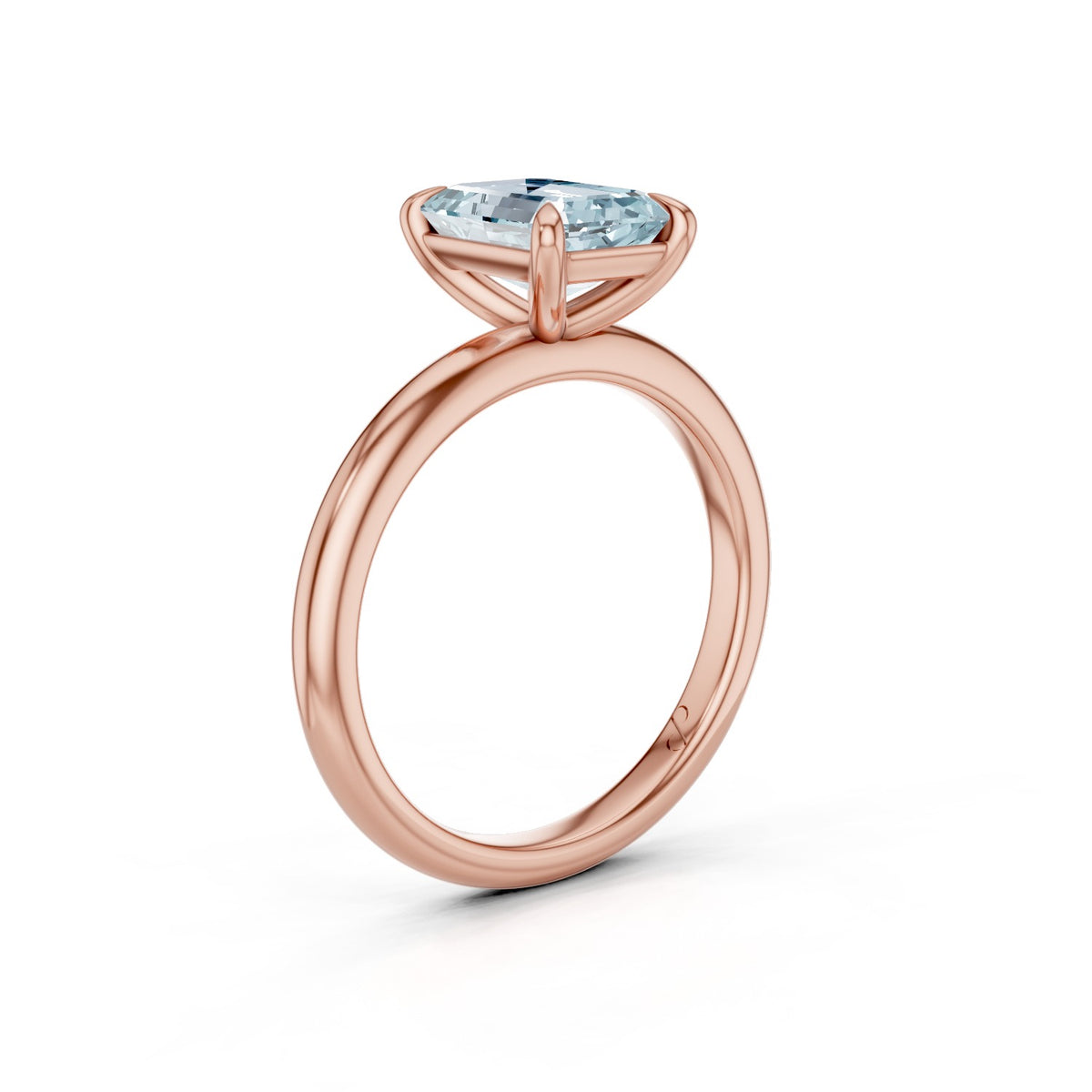 Classic Solitaire (Aquamarine) - 10k Rose Gold