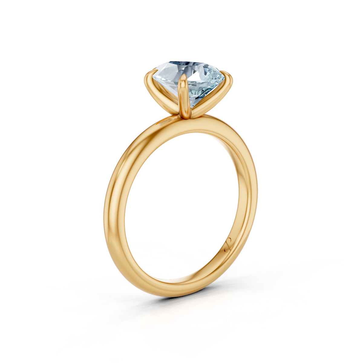 Classic Solitaire (Aquamarine) - 18k Yellow Gold