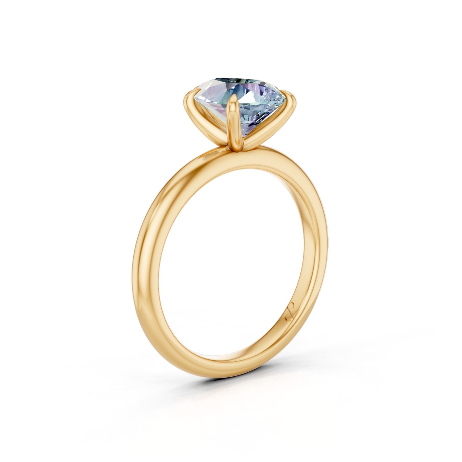 Classic Solitaire (Aquamarine) - 18k Yellow Gold