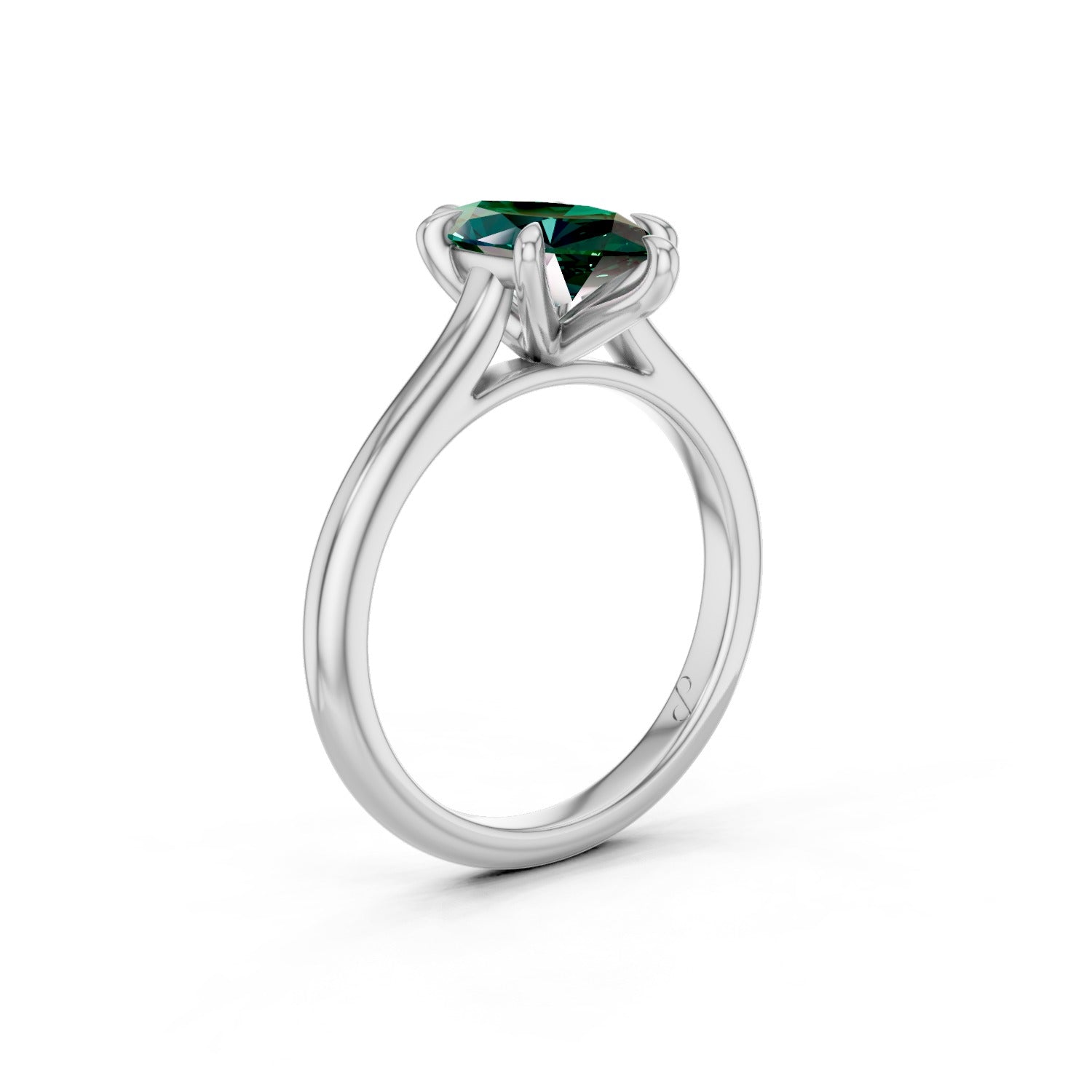 Cathedral Solitaire (Emerald) - 10k White Gold