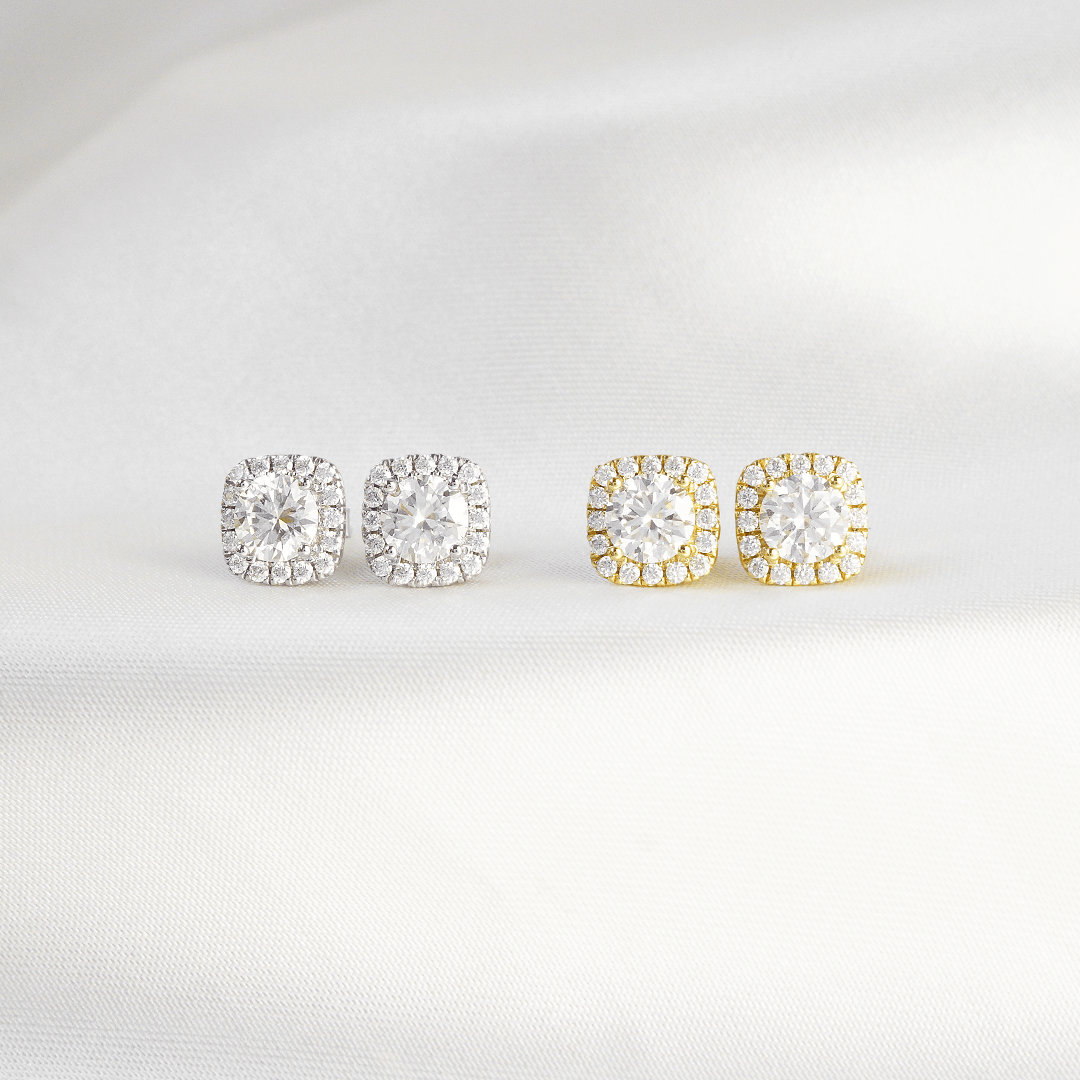 Round Halo Stud Earrings