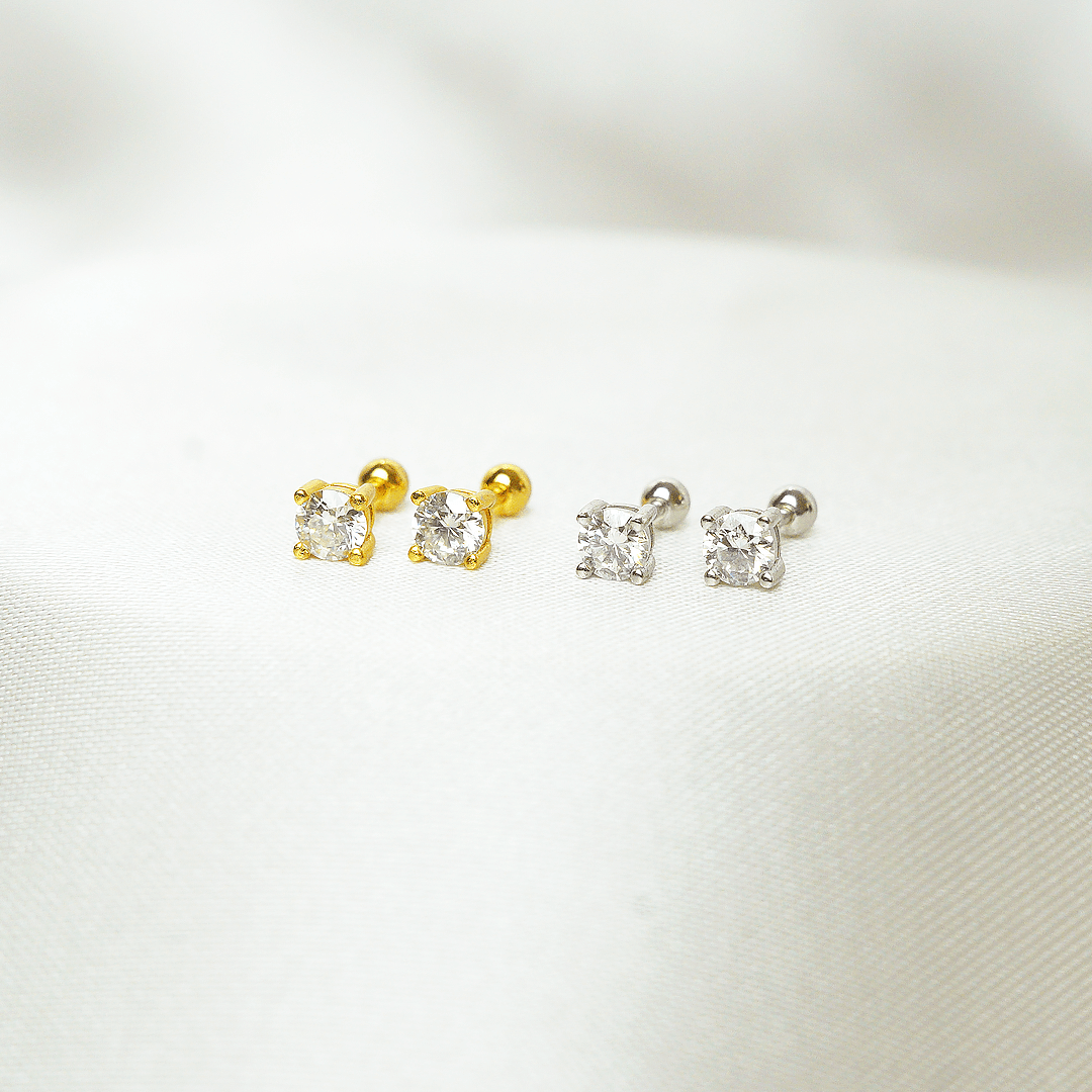 Stud Earrings Circle Screws Earrings 2PCS Men Women Round Ball