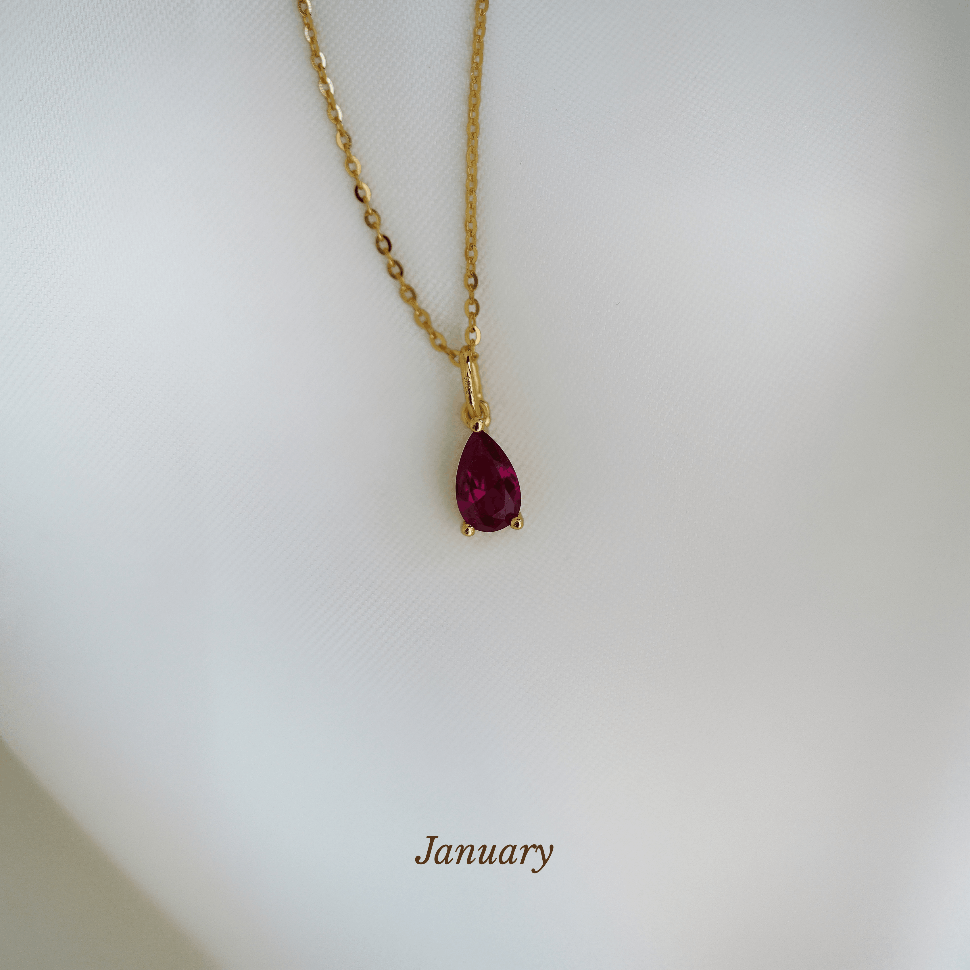 Caro Birthstone Pear Necklace