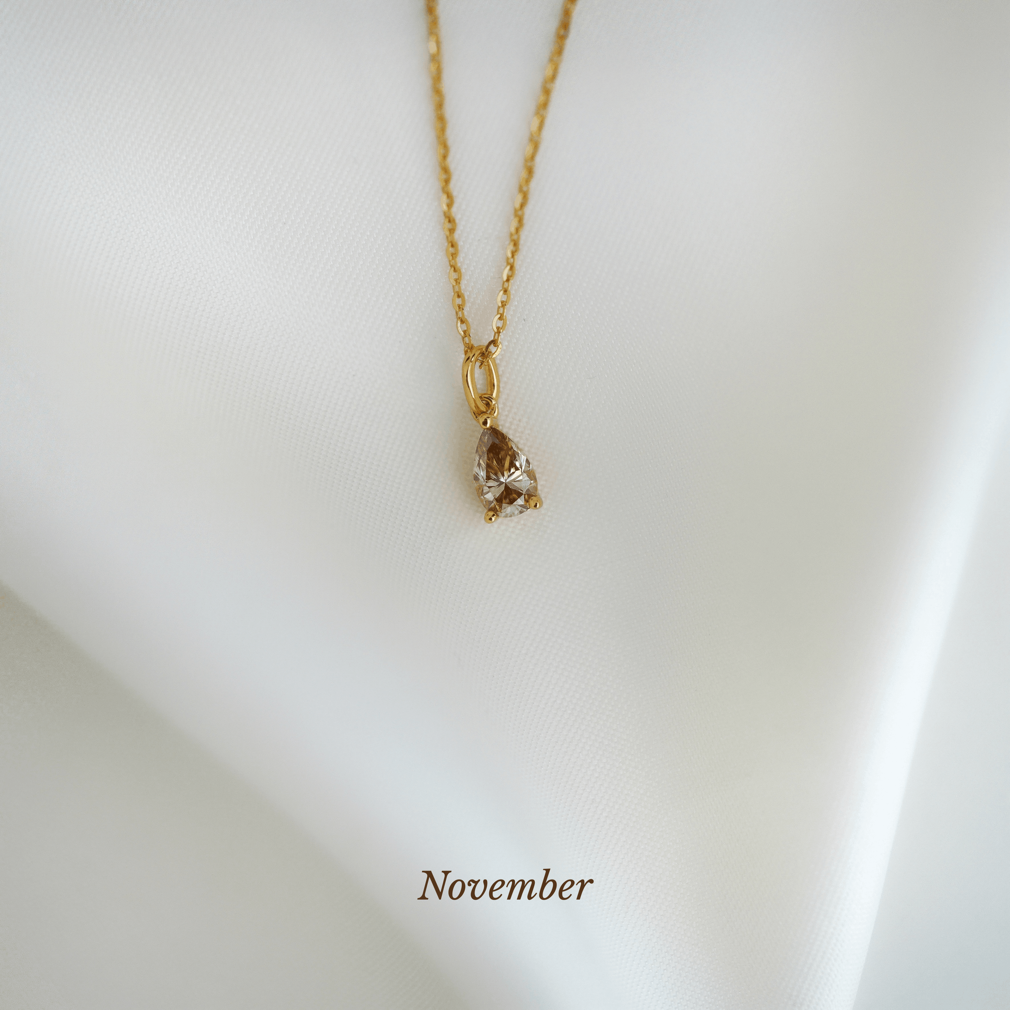 Caro Birthstone Pear Necklace