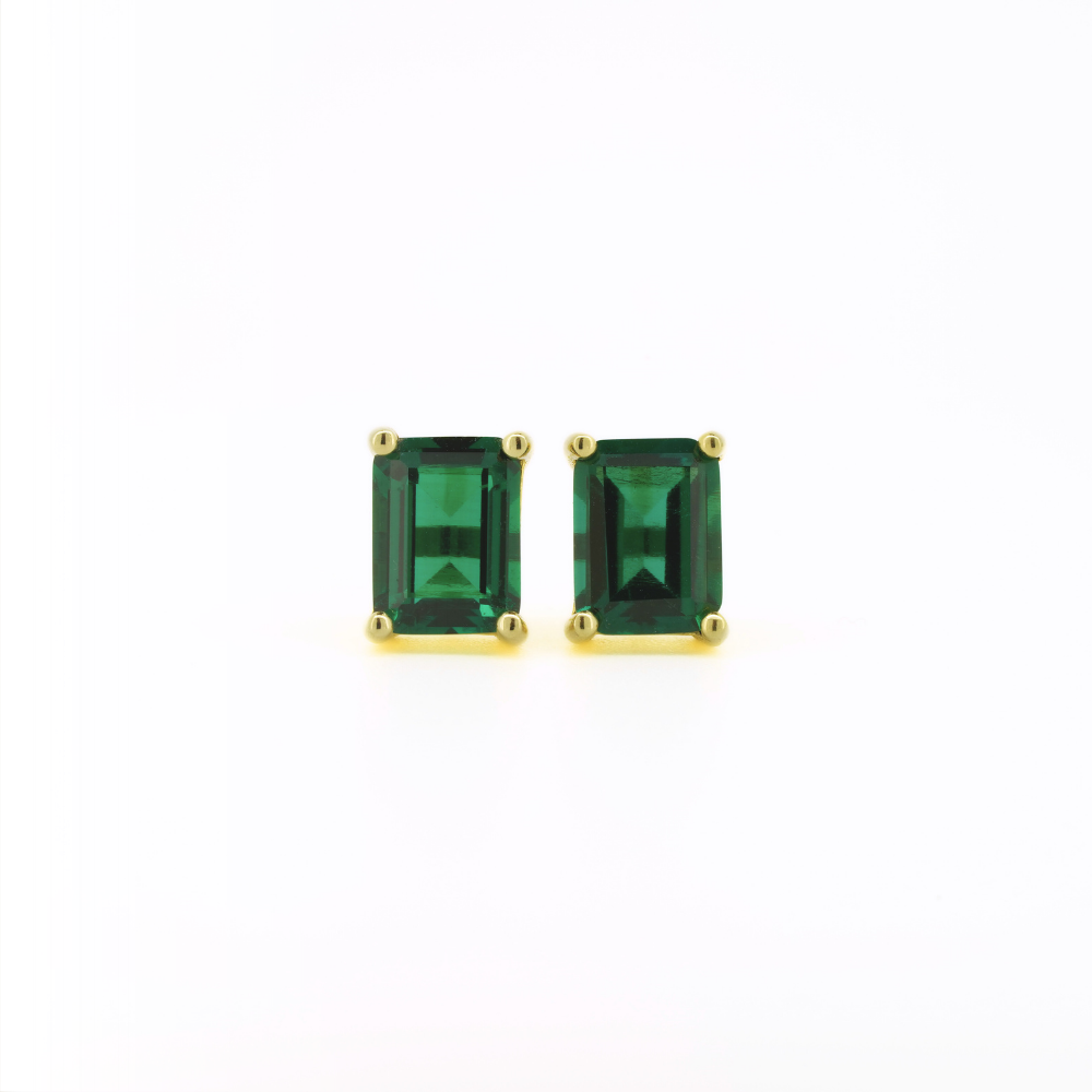 Lab Emerald Studs