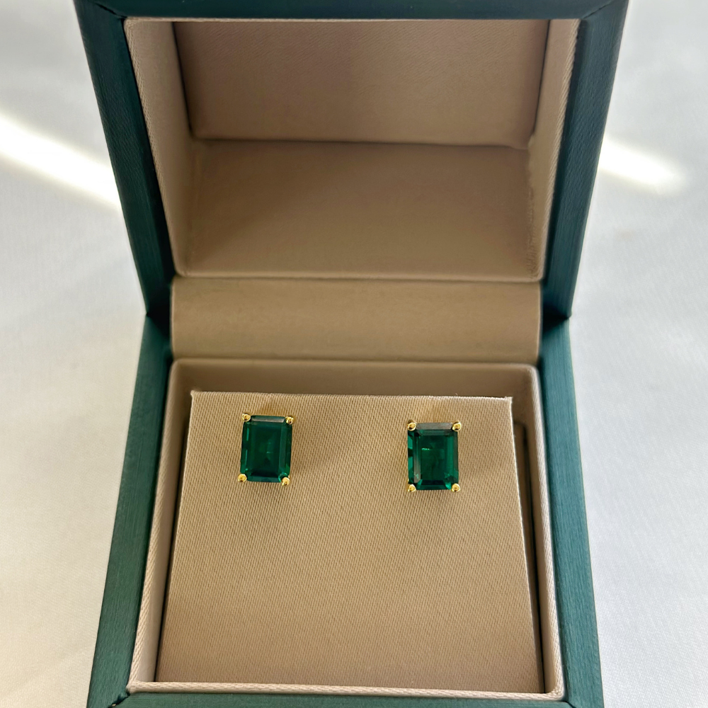 Lab Emerald Studs