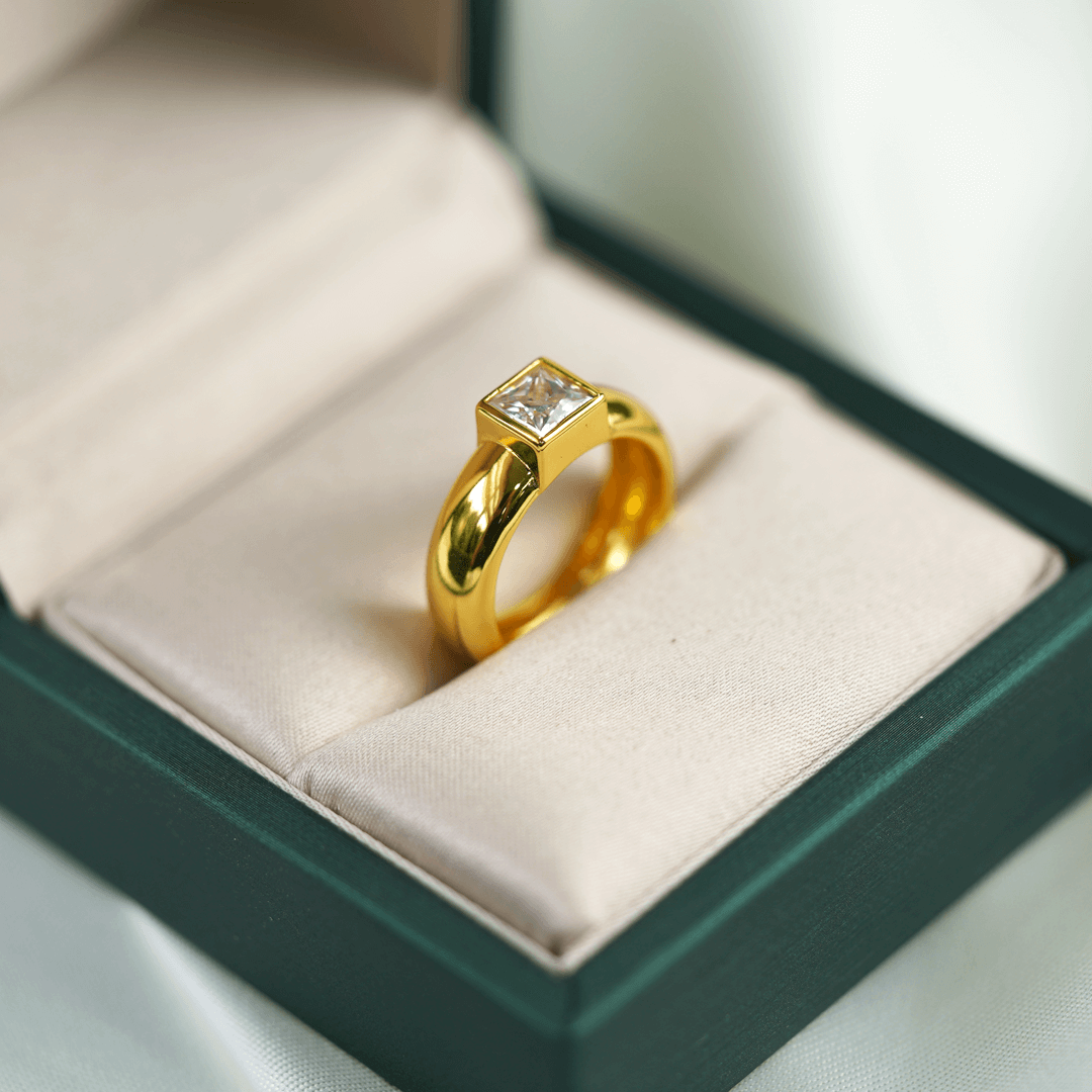 Caelis Princess Cut Bezel Ring