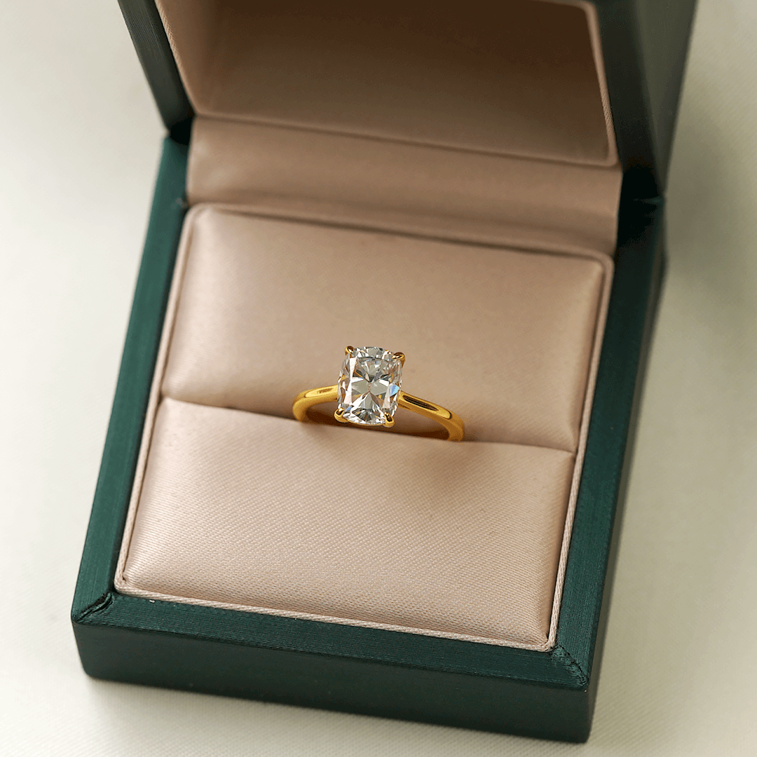 Elongated Cushion Solitaire Ring