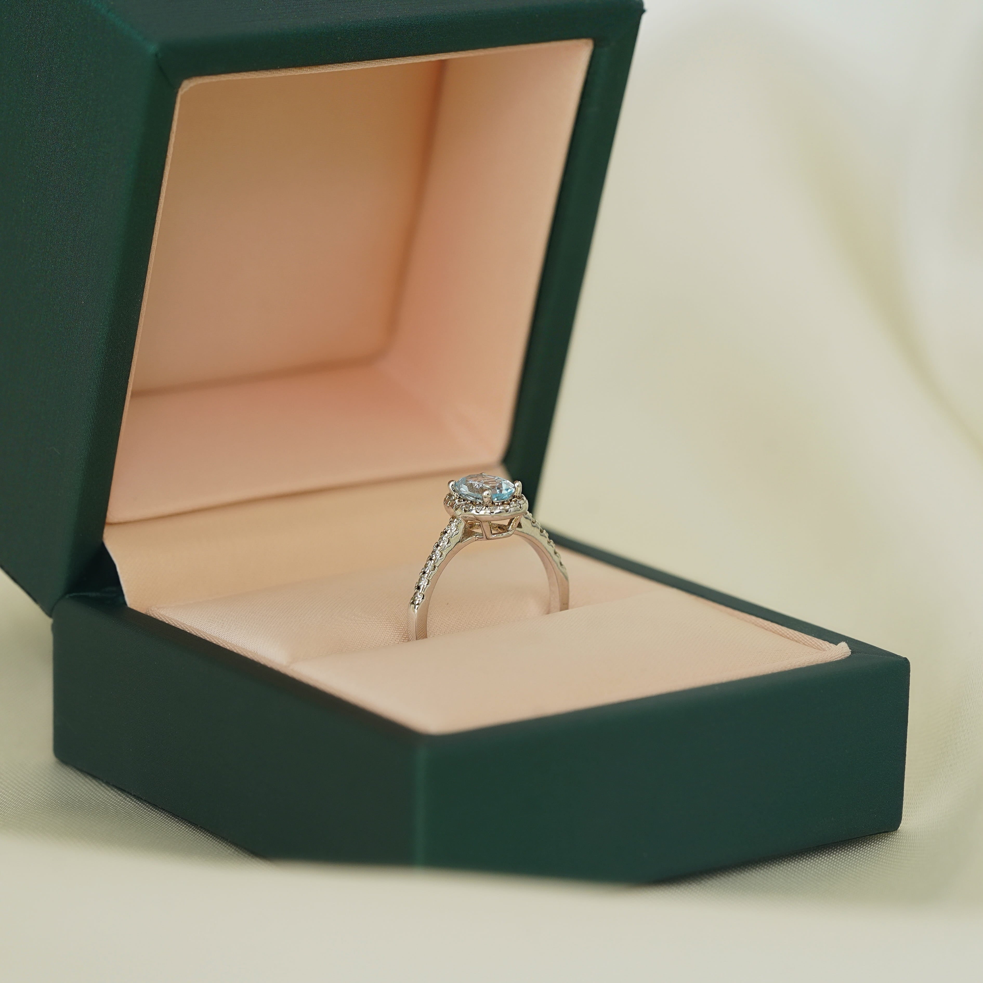 Isla Halo Pavé Ring (Aquamarine)