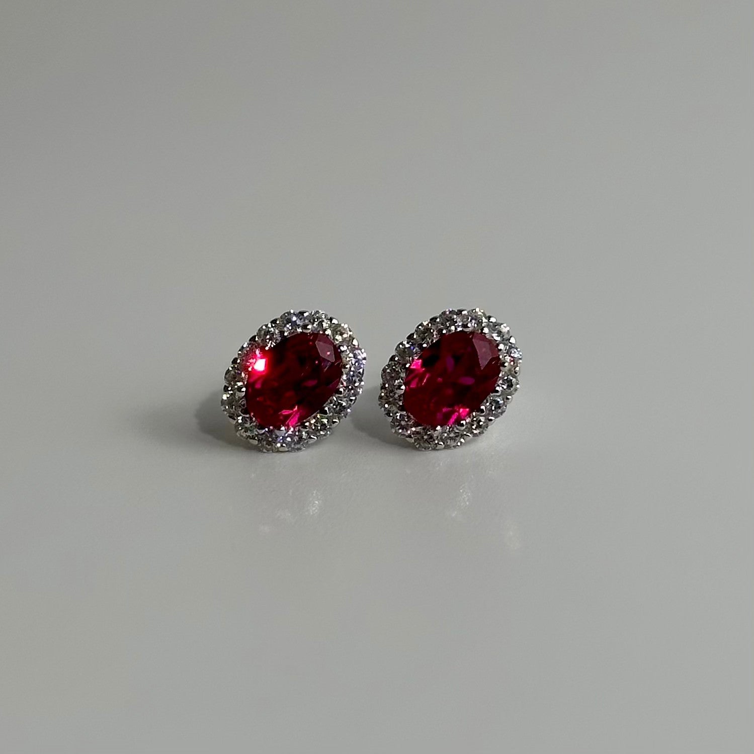 Lab Ruby Stud Earrings