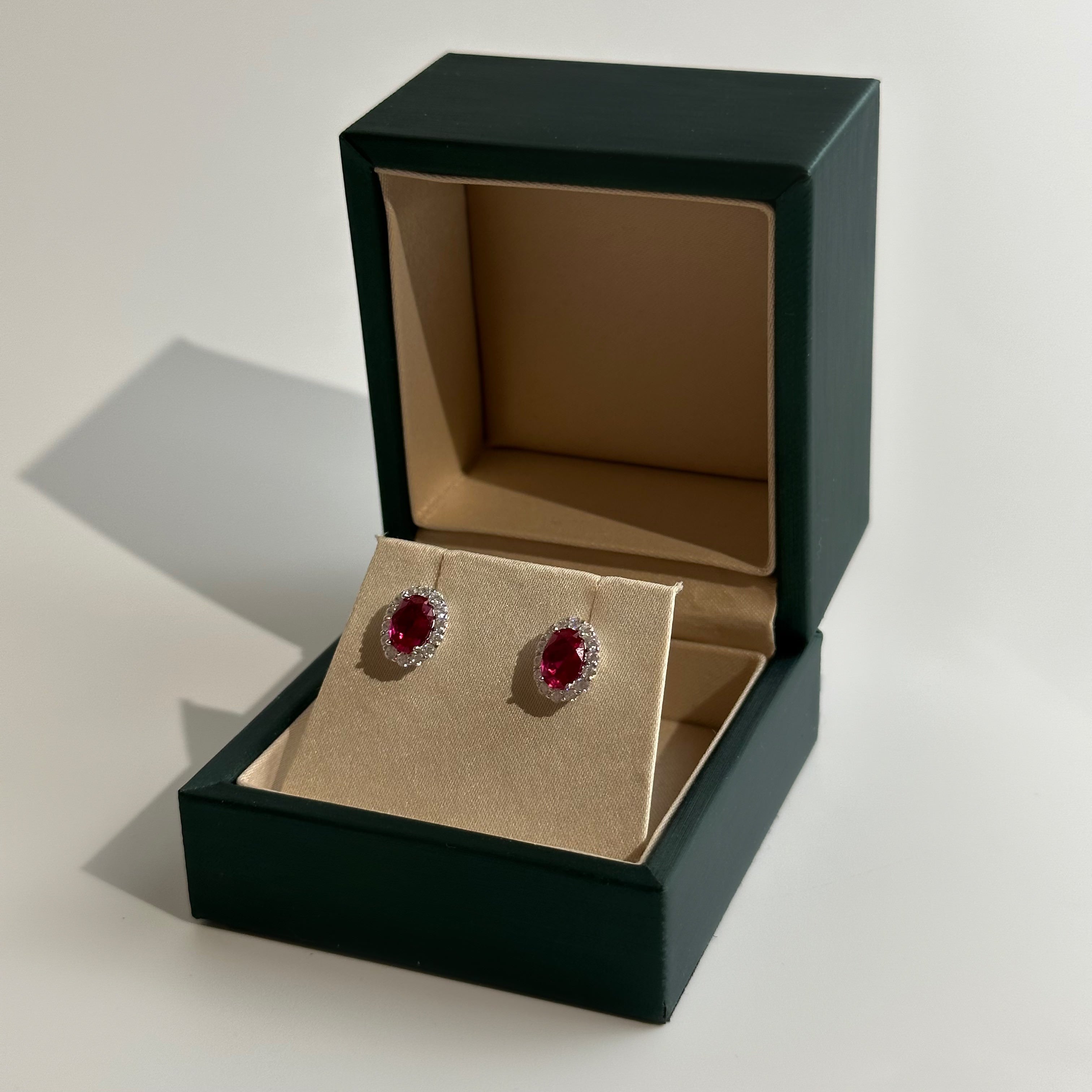 Lab Ruby Stud Earrings