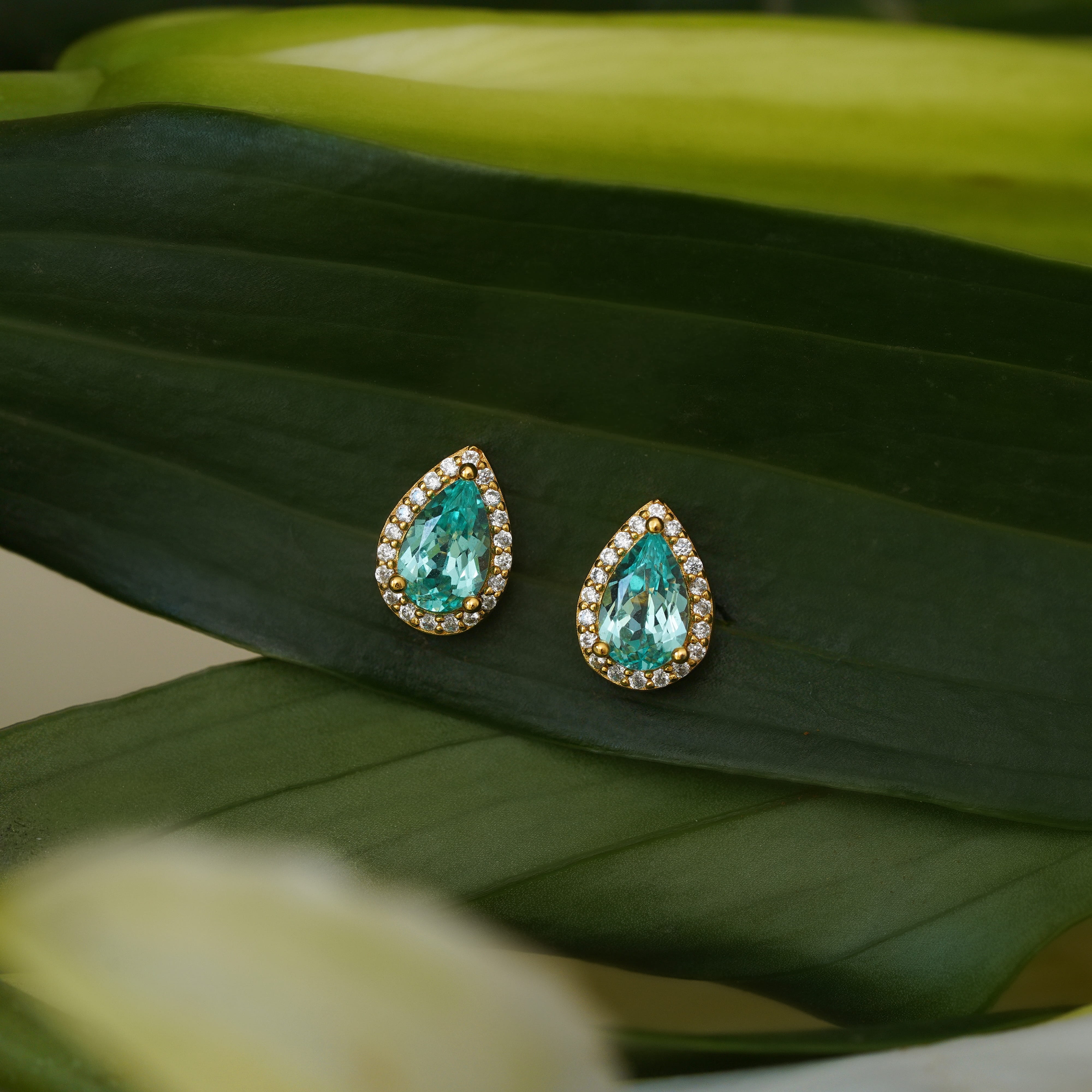 Zia Halo Stud Earrings (Paraiba)