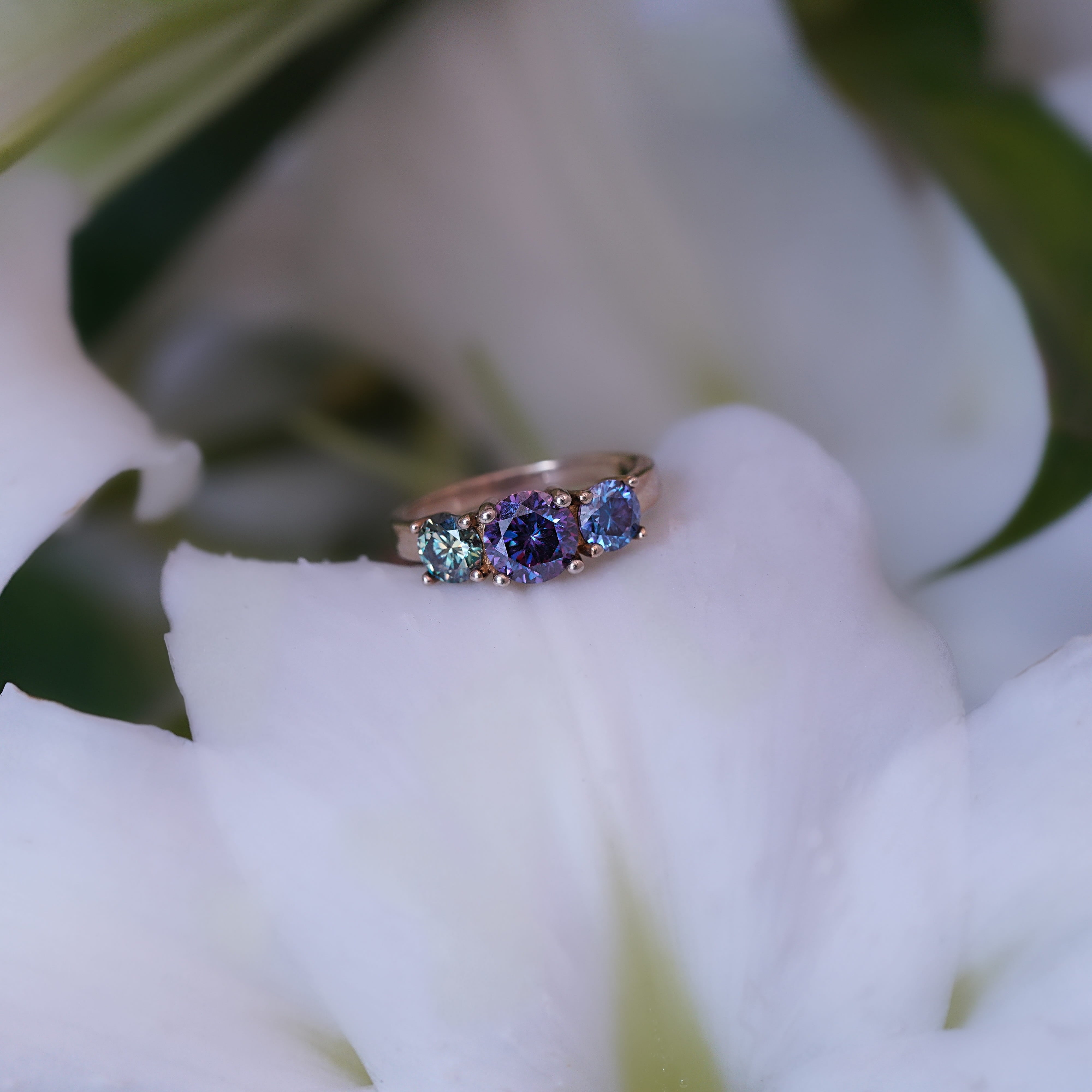 Round Three-Stone Ring (Galaxy)