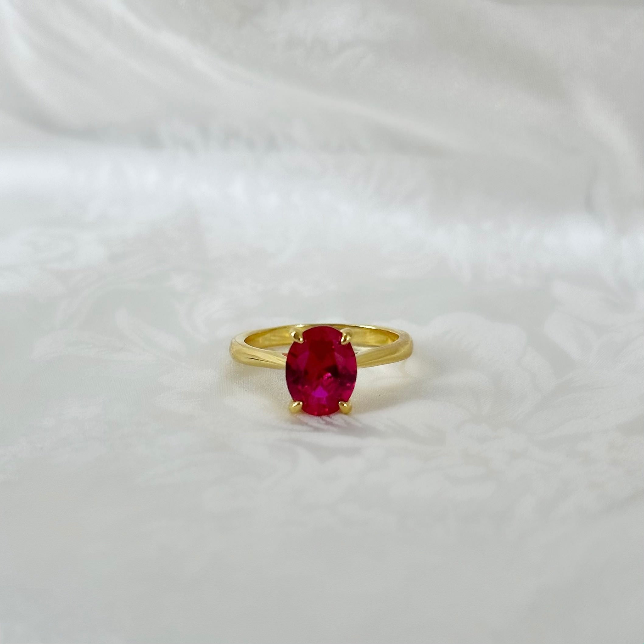 Lab Ruby Solitaire (Oval Cut)