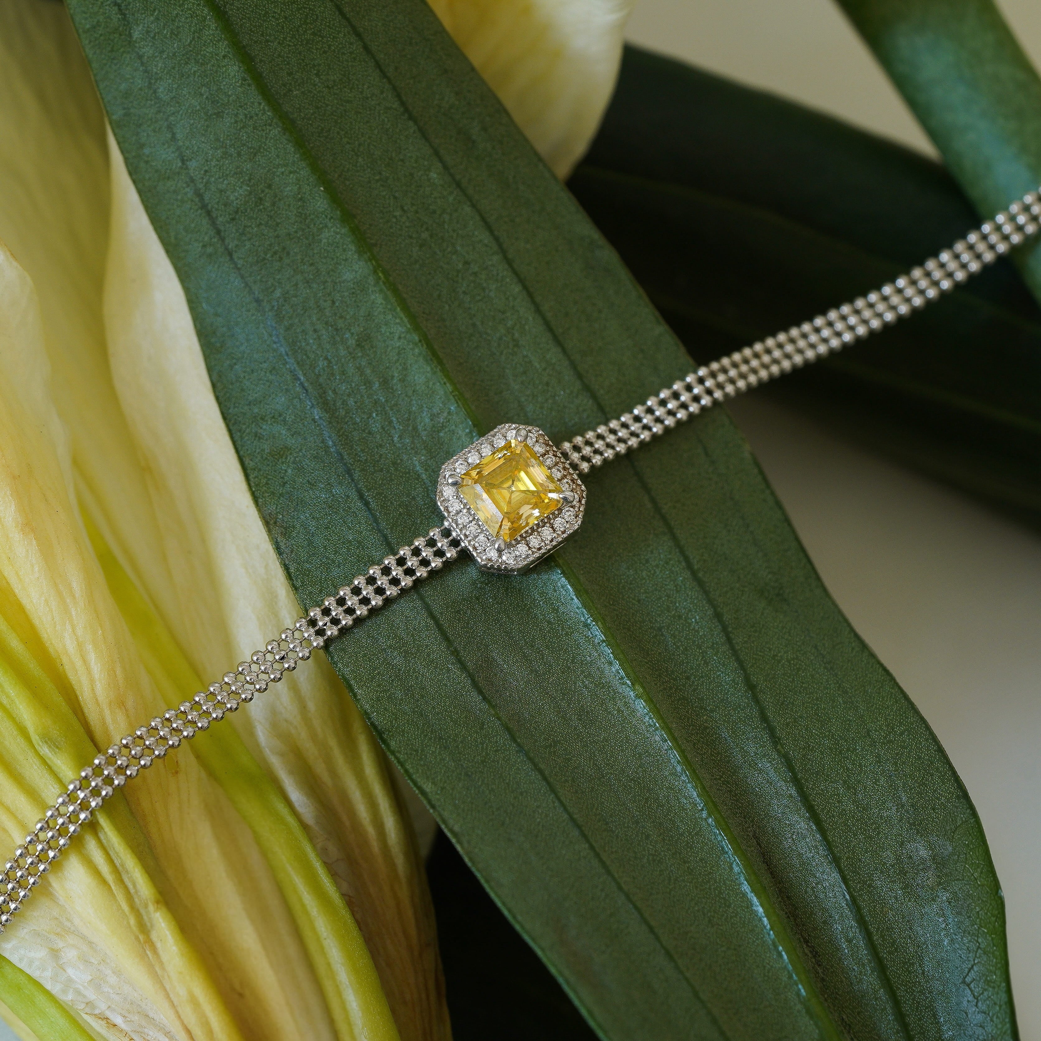Asscher Halo Bracelet