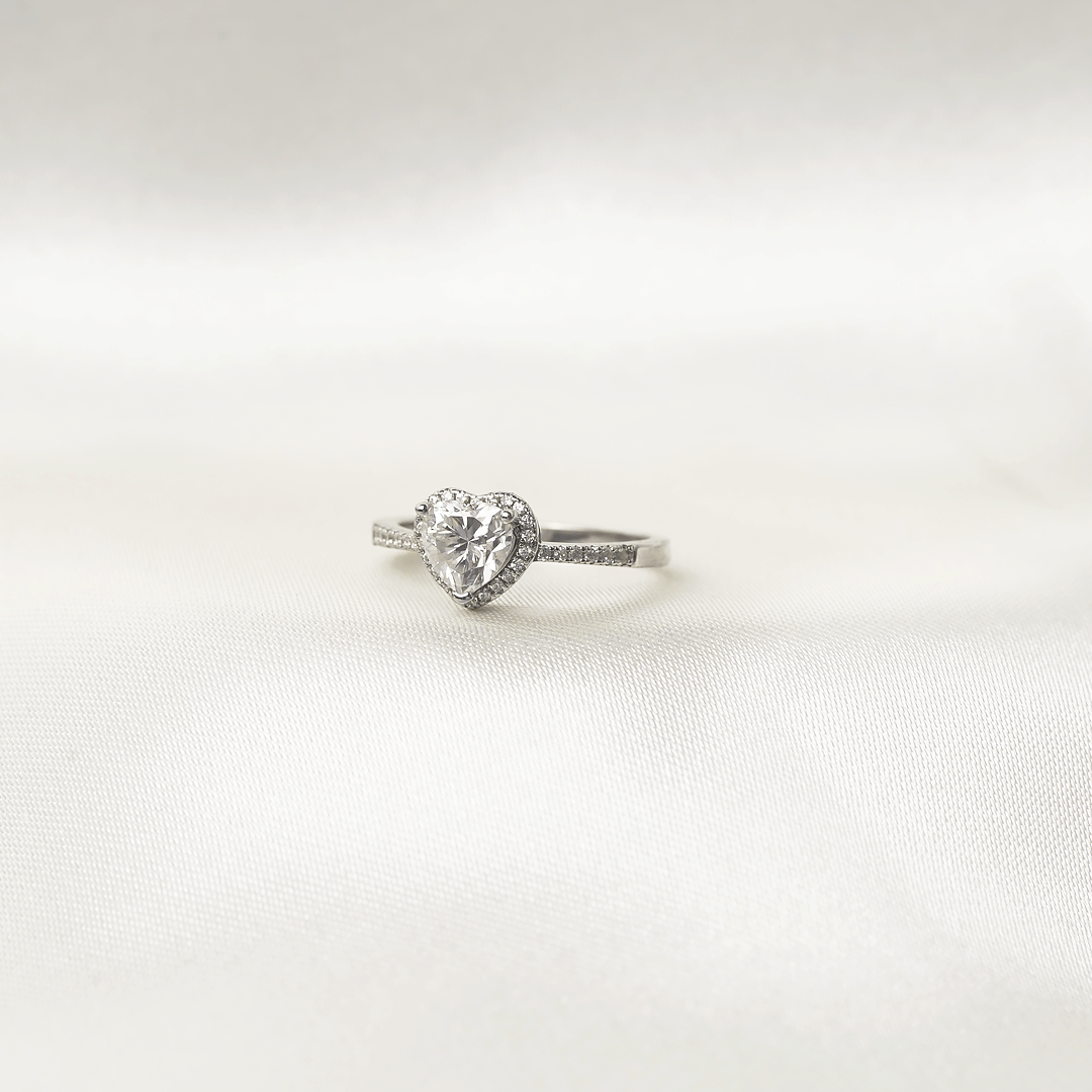 Heart Cut Halo Pavé Ring