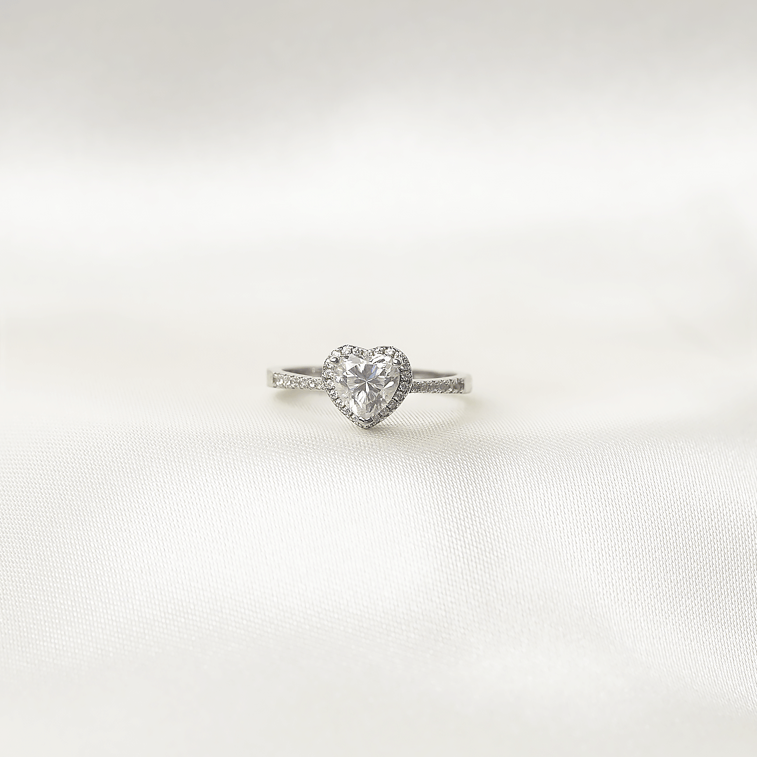 Heart Cut Halo Pavé Ring
