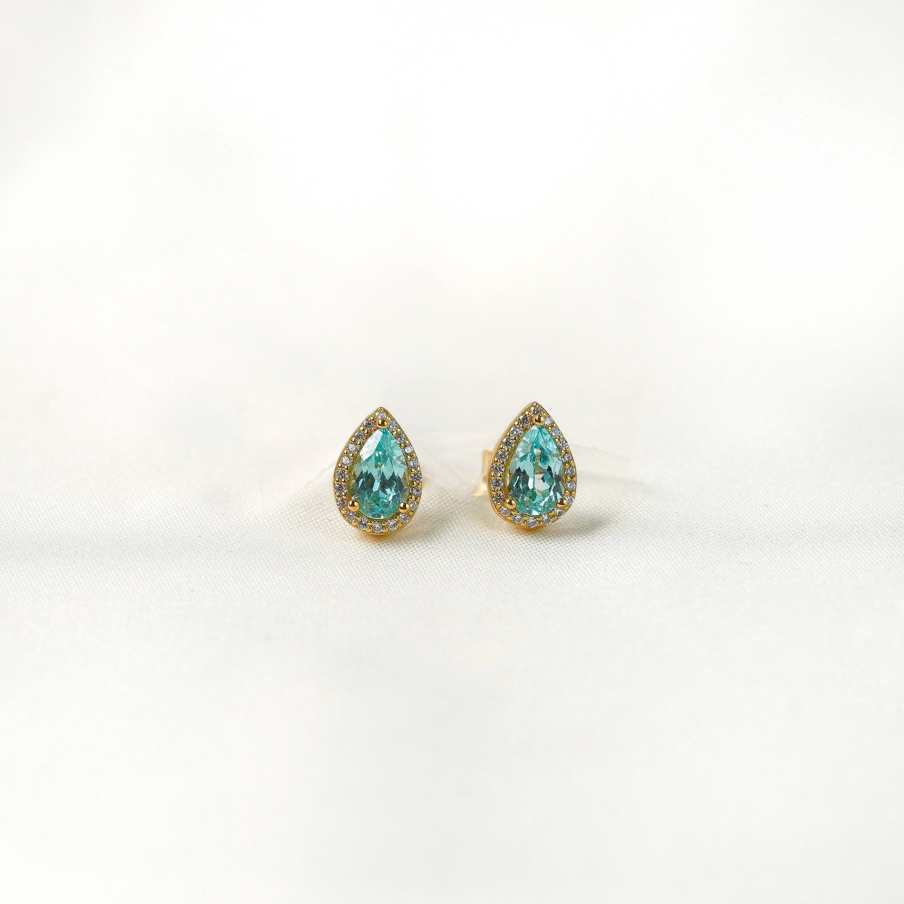 Zia Halo Stud Earrings (Paraiba)
