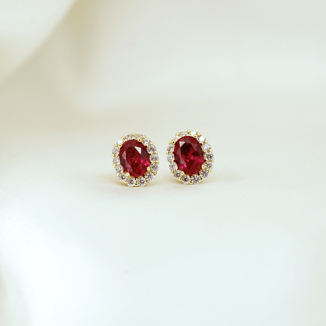 Lab Ruby Halo Studs