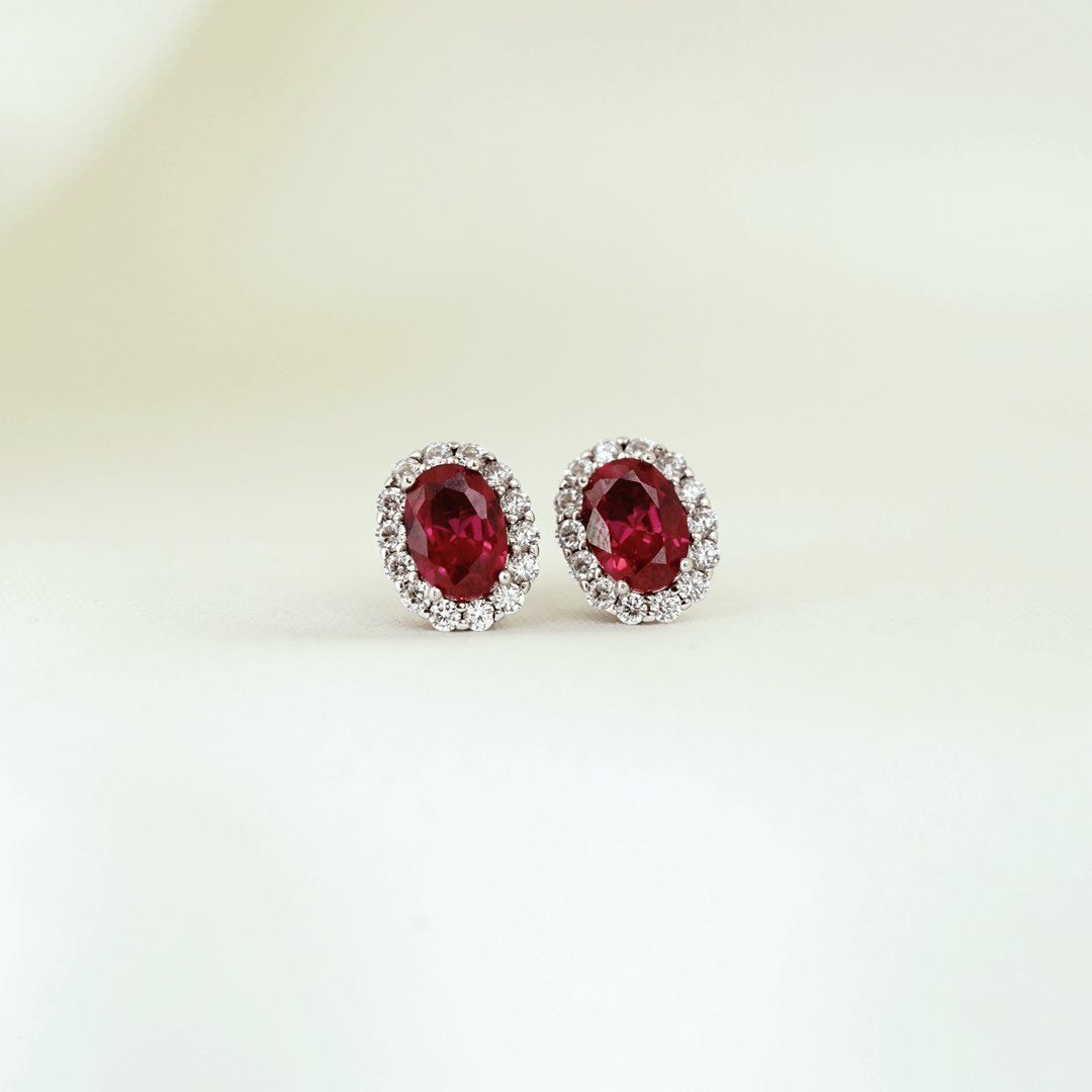 Lab Ruby Halo Studs