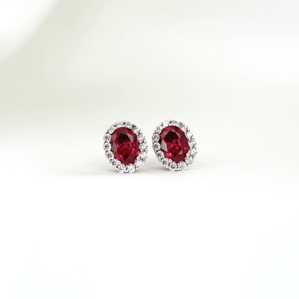 Lab Ruby Halo Studs