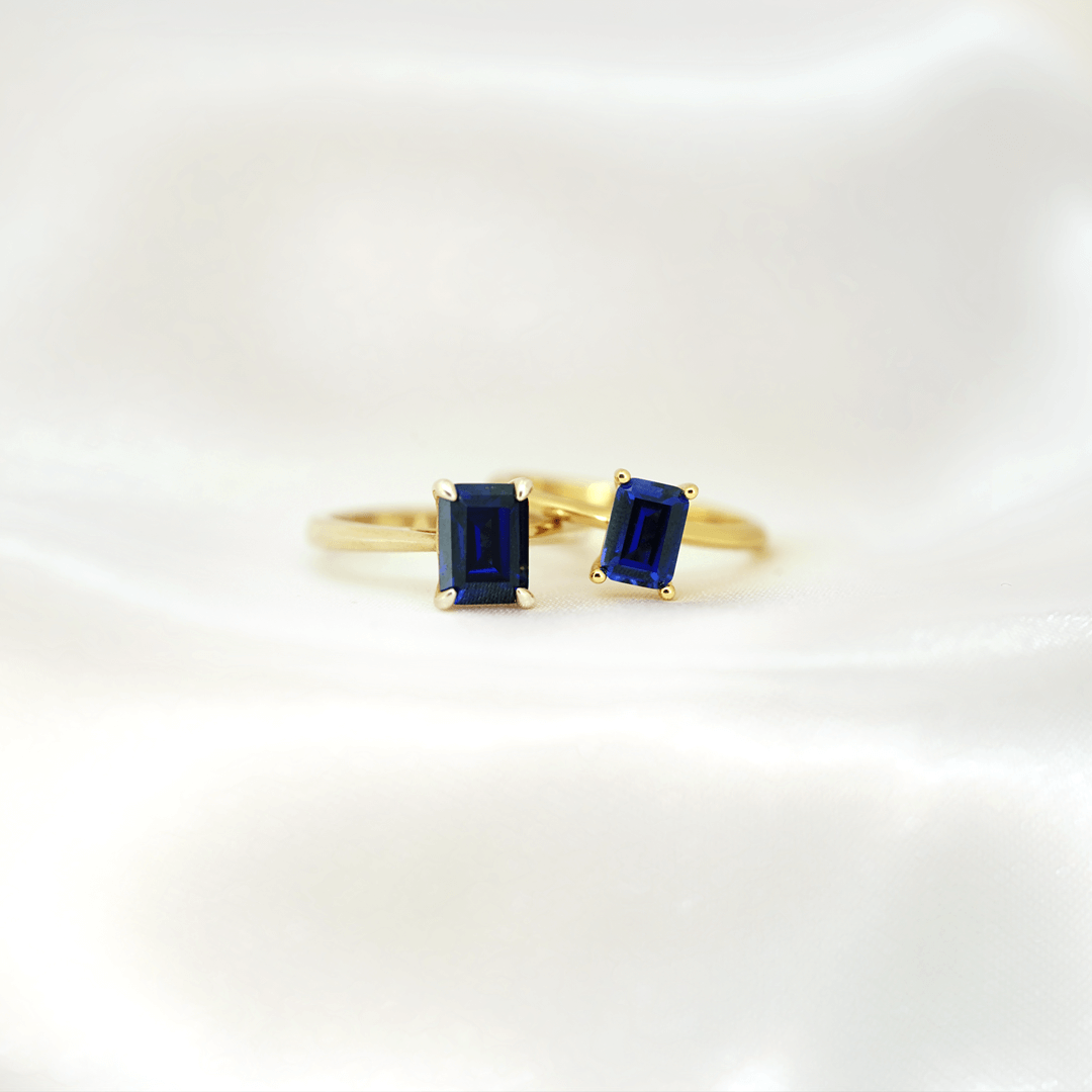 Lab Sapphire Solitaire (Emerald Cut)