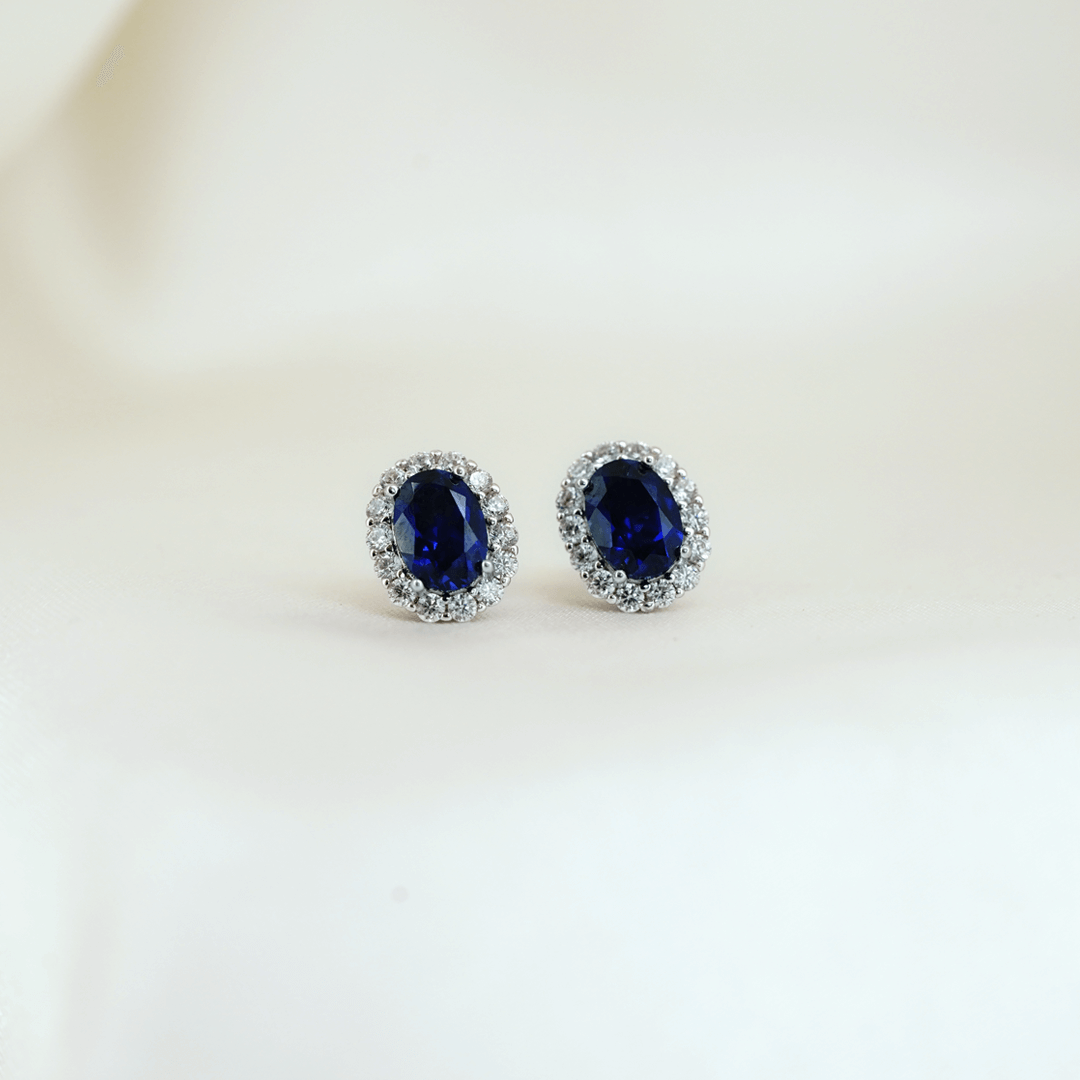 Lab Sapphire Halo Studs