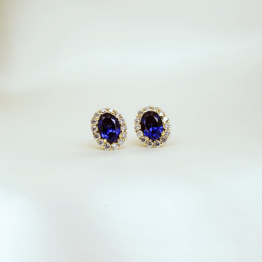 Lab Sapphire Halo Studs