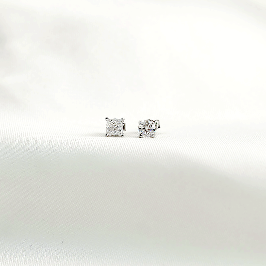 Men's Earrings (Round + Princess)