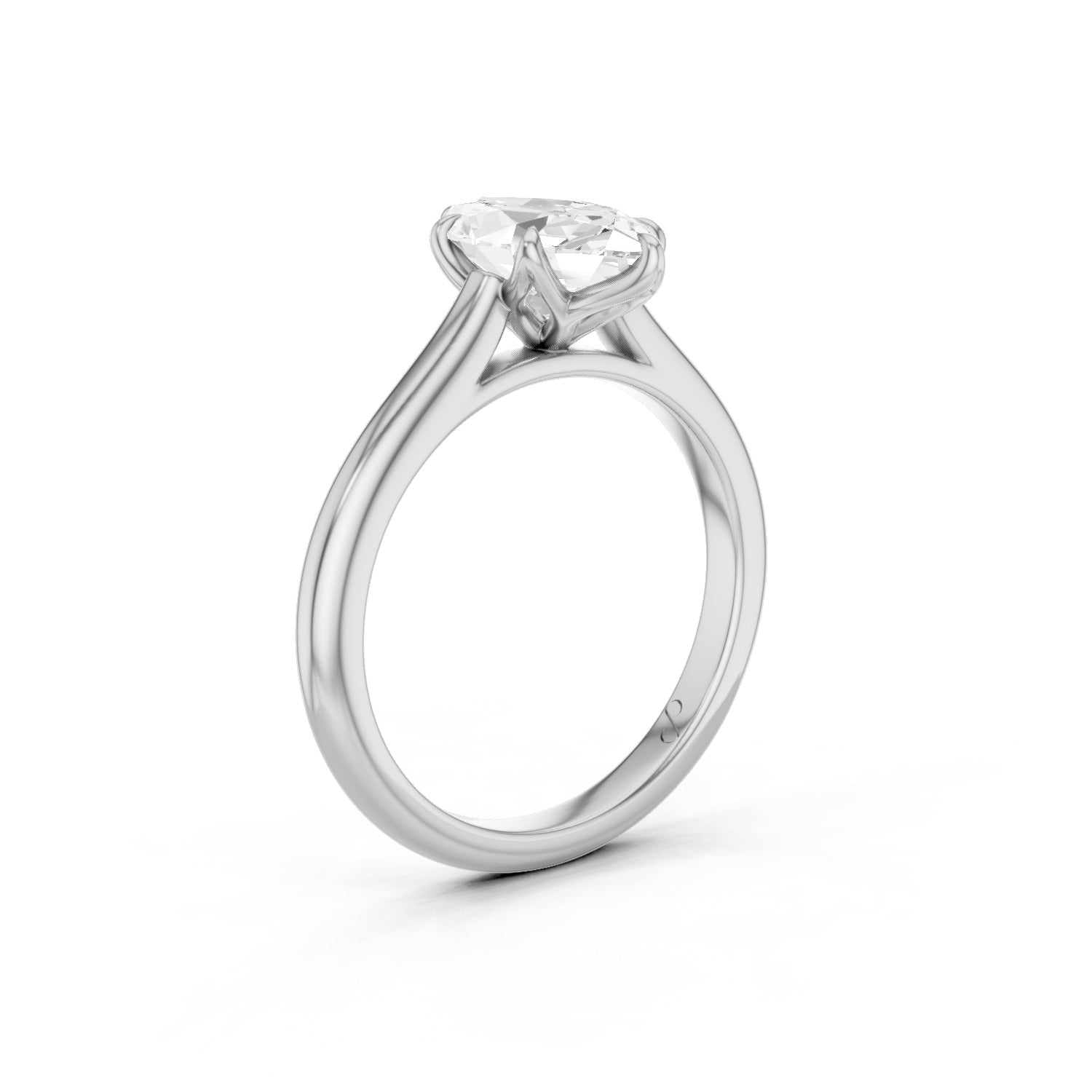 Petal Cathedral Solitaire (Moissanite) - 14k White Gold Extra