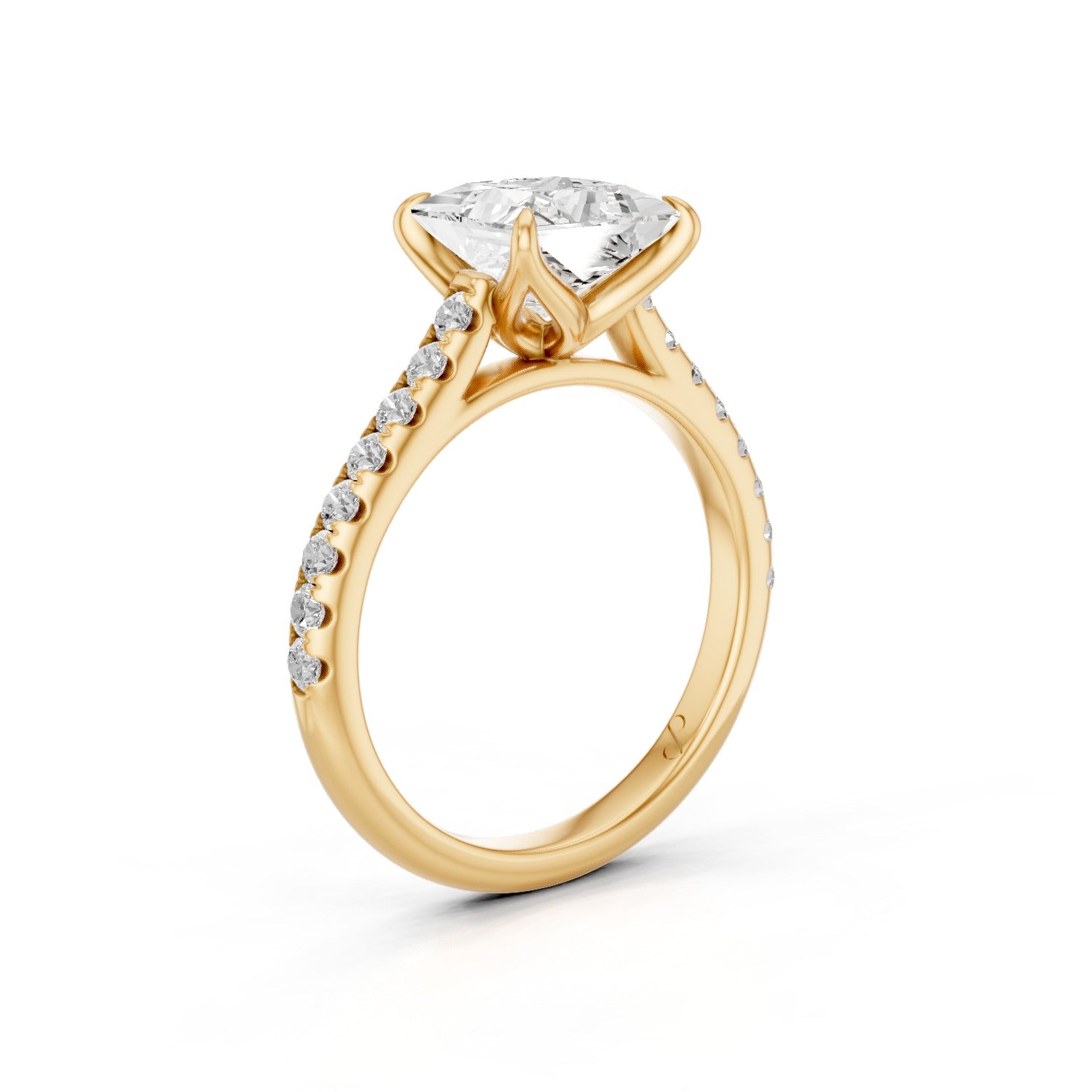 Petal Cathedral Pavé (Moissanite) - 18k Yellow Gold