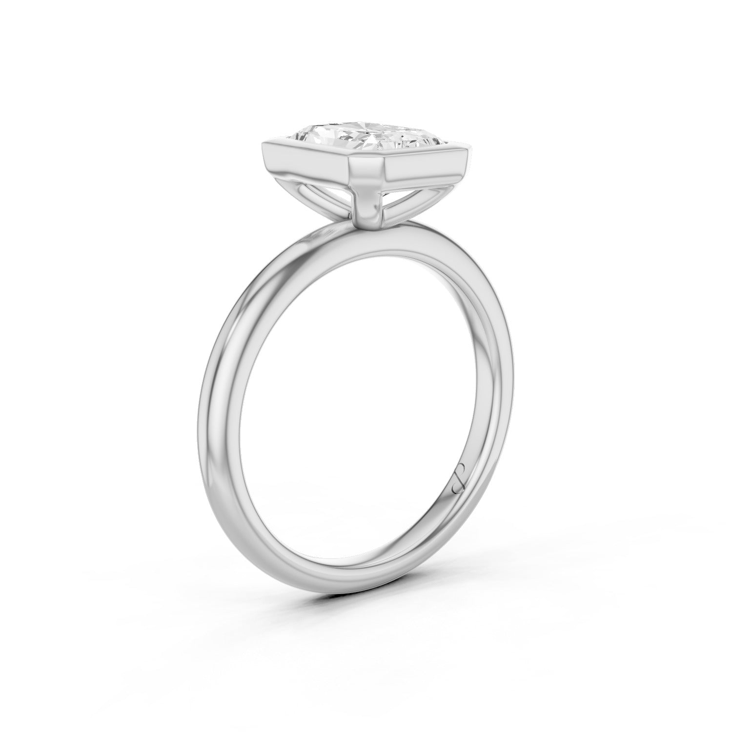 Bezel Solitaire (Moissanite) - 18k White Gold