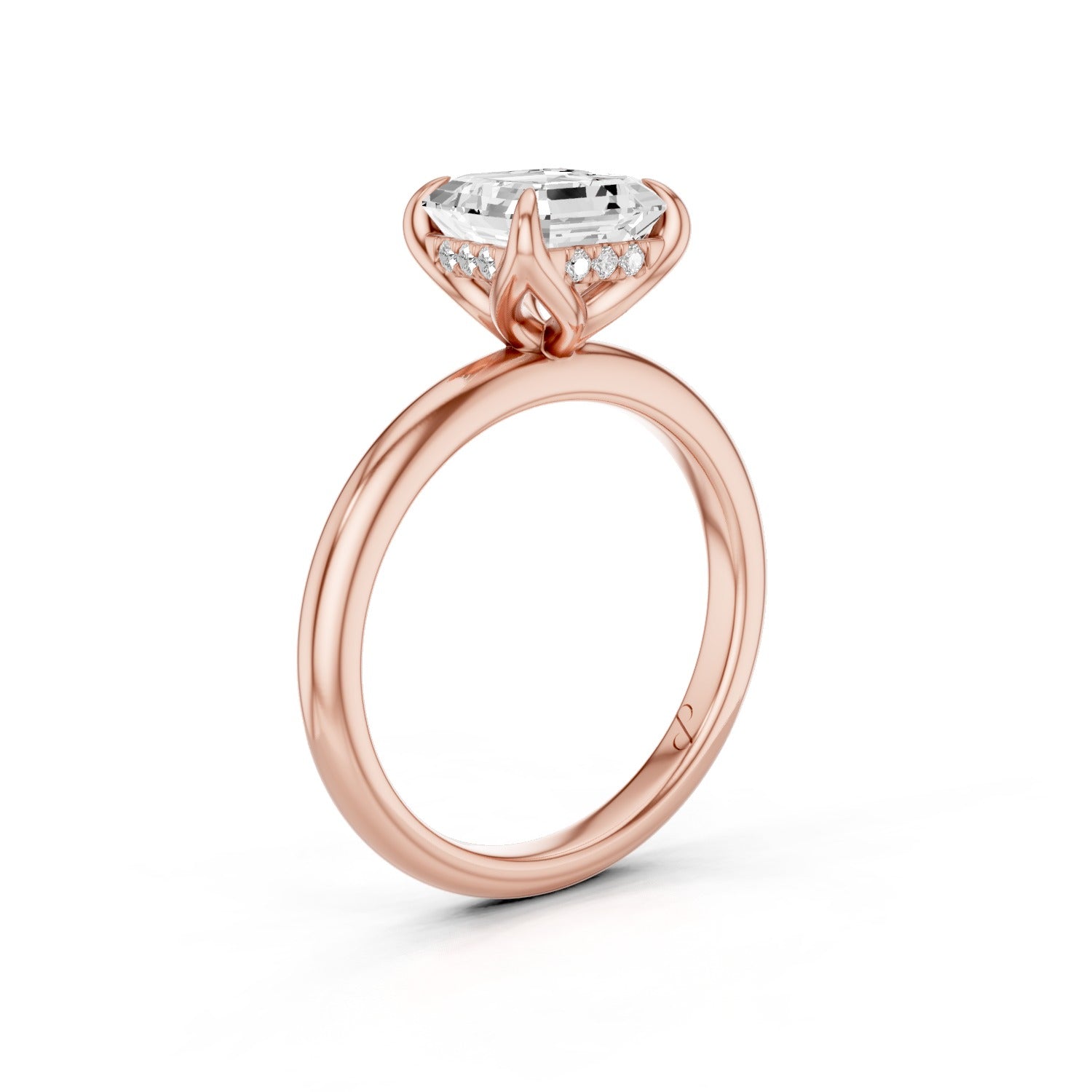 Hidden Halo Petal Solitaire (Moissanite) - 18k Rose Gold Extra
