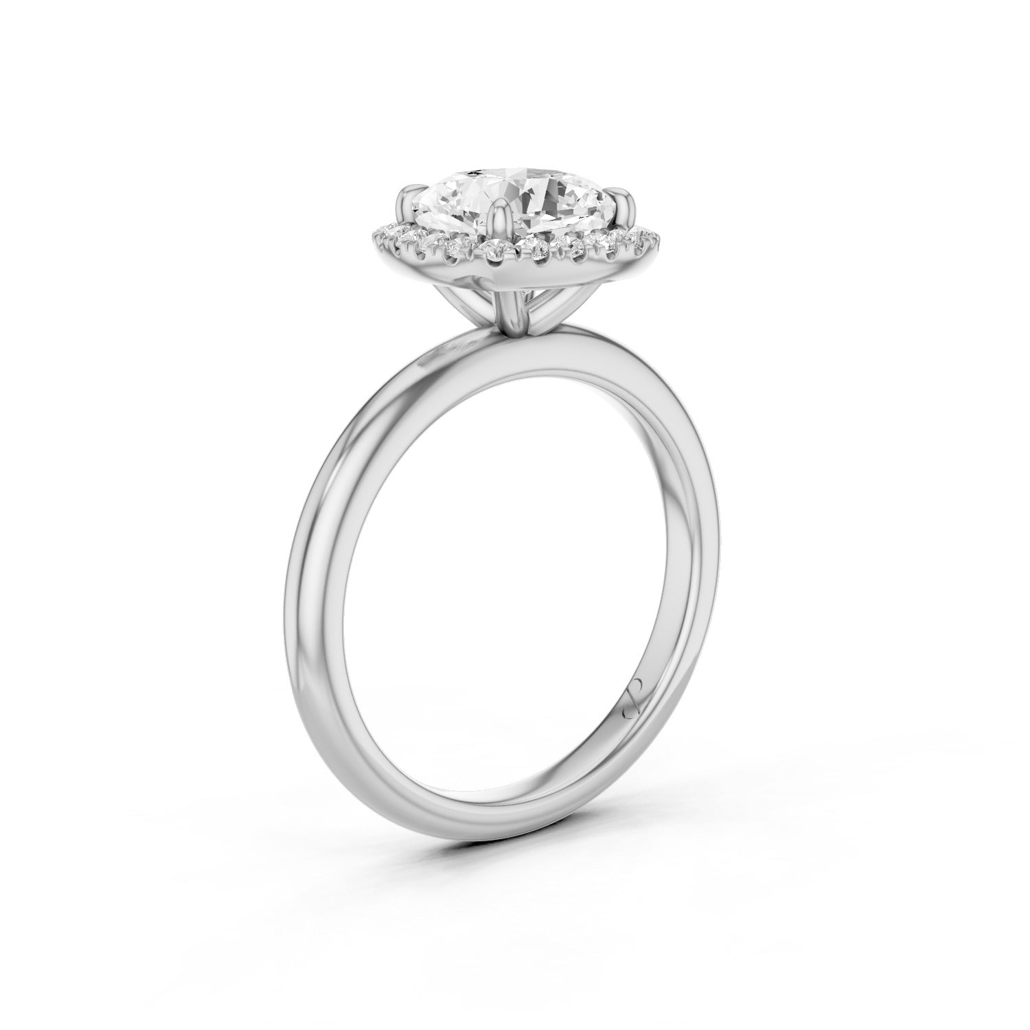 Halo Solitaire (Moissanite) - 18k White Gold Extra