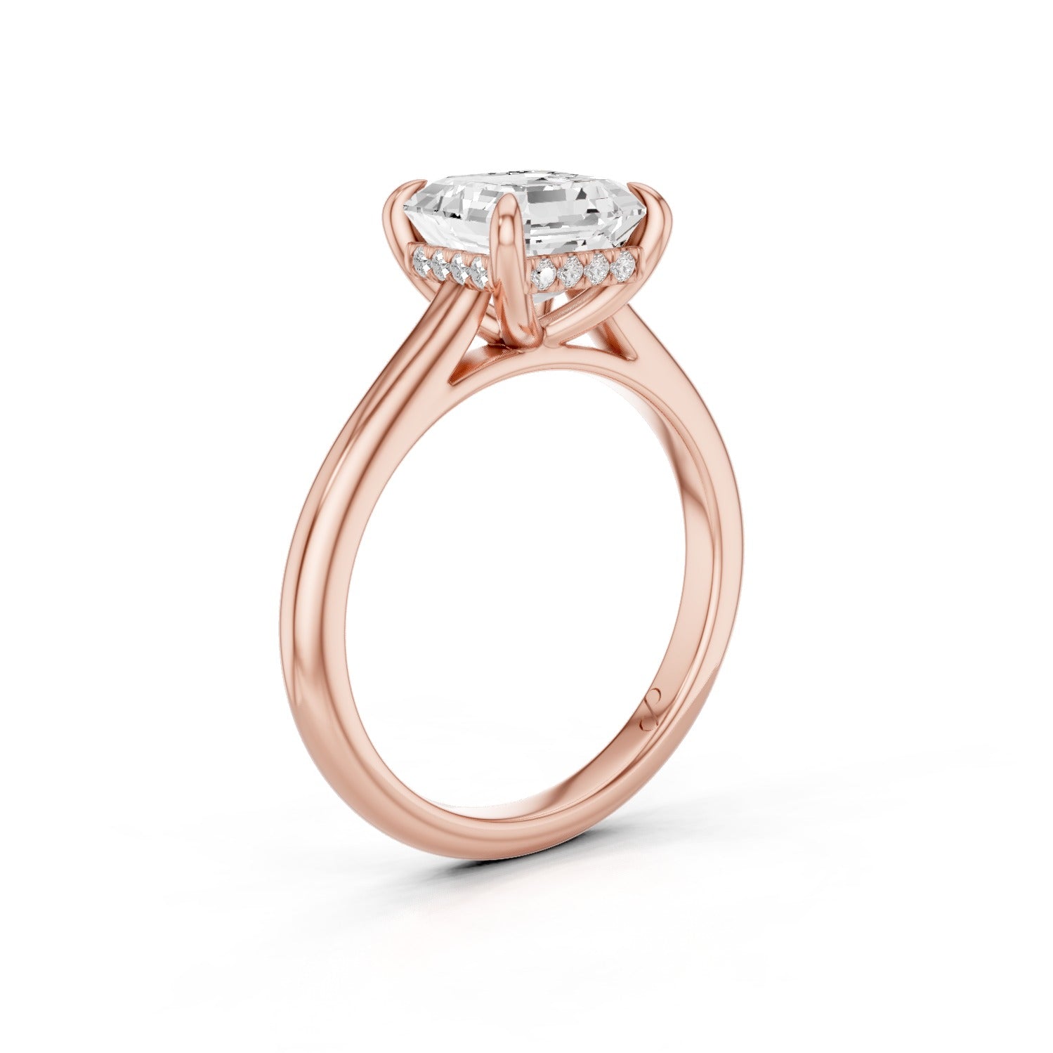 Hidden Halo Cathedral Solitaire (Diamond) - 18k Rose Gold