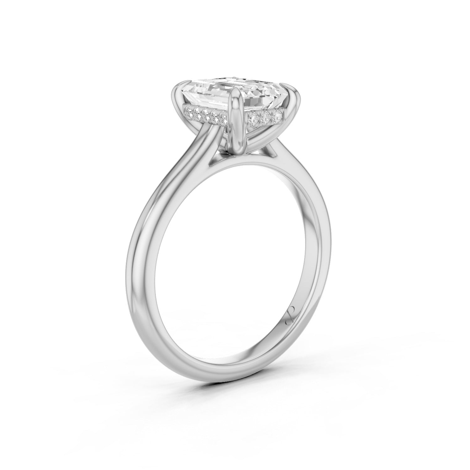 Hidden Halo Cathedral Solitaire (Moissanite) - 14k White Gold