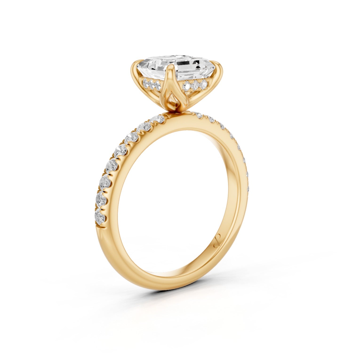 Hidden Halo Petal Pavé (Moissanite) | 18k Yellow Gold